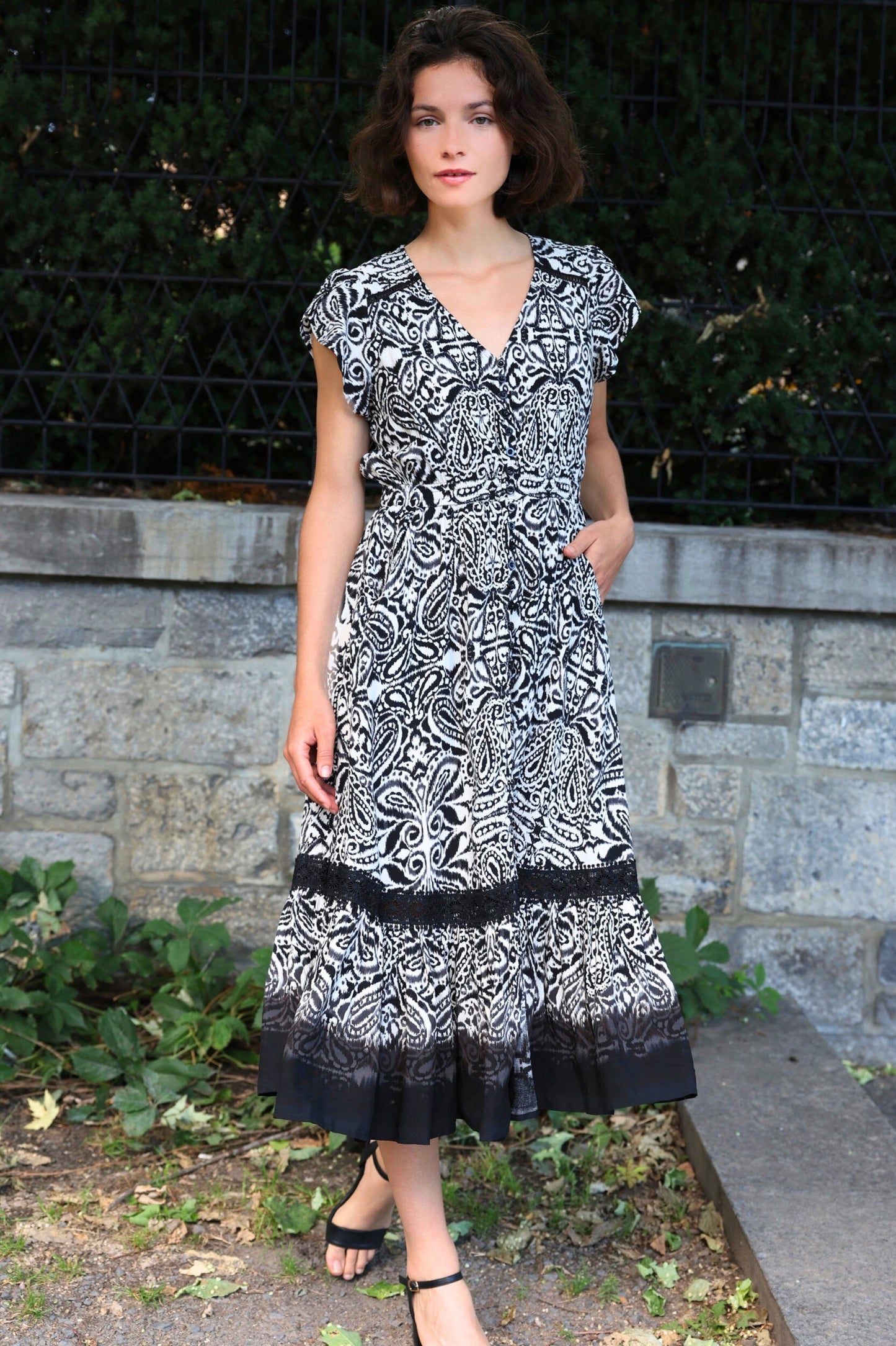 Kayla Boho V-Neck Midi Dress