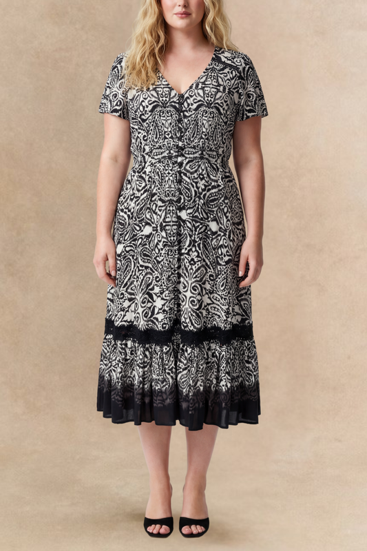 Kayla Boho V-Neck Midi Dress