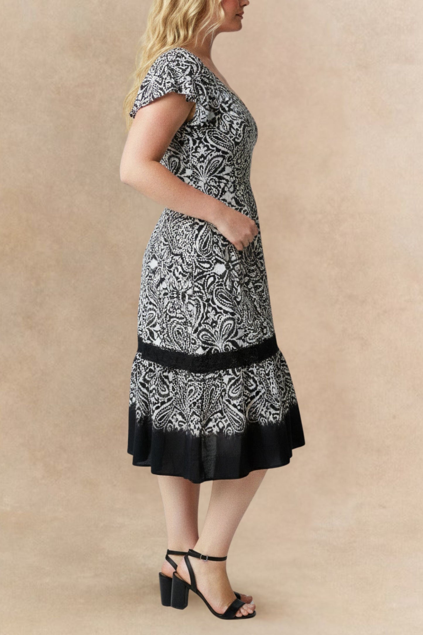 Kayla Boho V-Neck Midi Dress