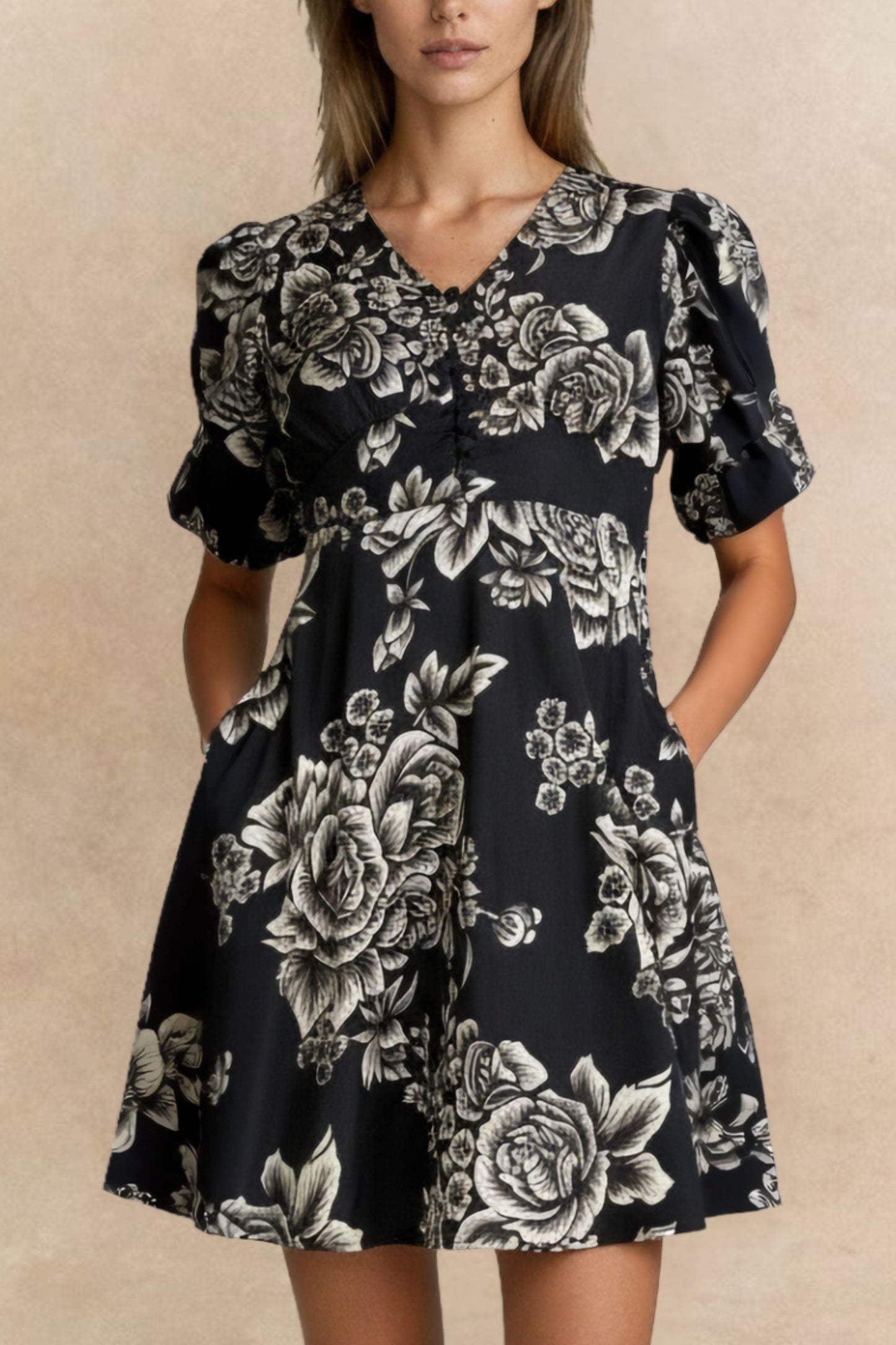 Lottie Black Floral Fit & Flare Dress