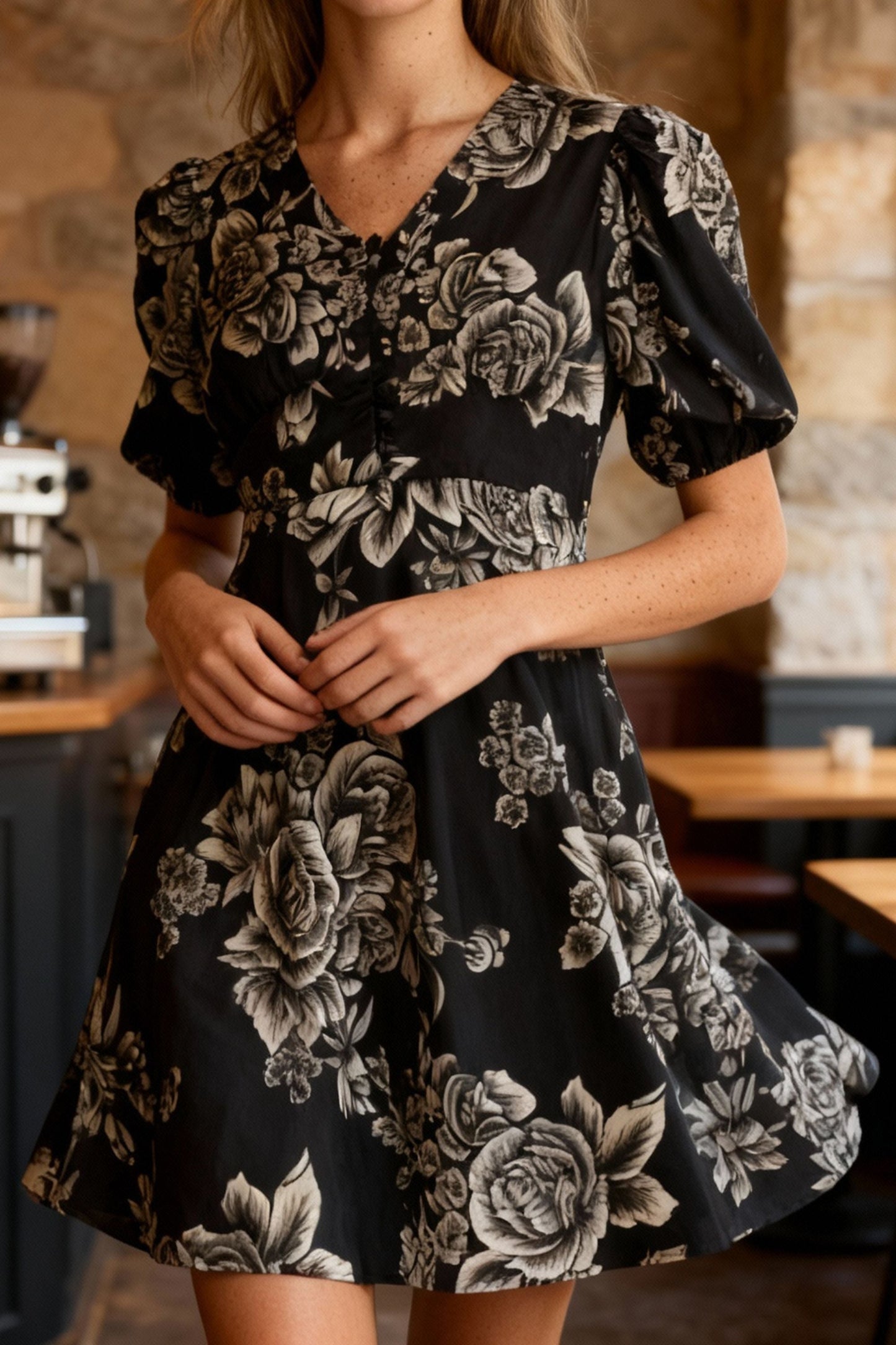 Lottie Black Floral Fit & Flare Dress