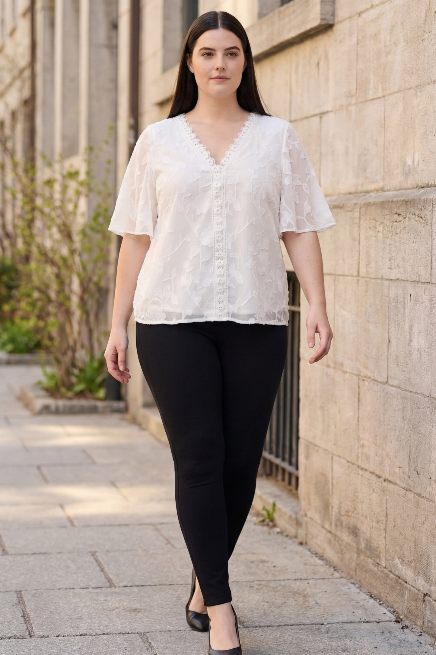 Lucie Embroidered V-Neck Blouse Lace