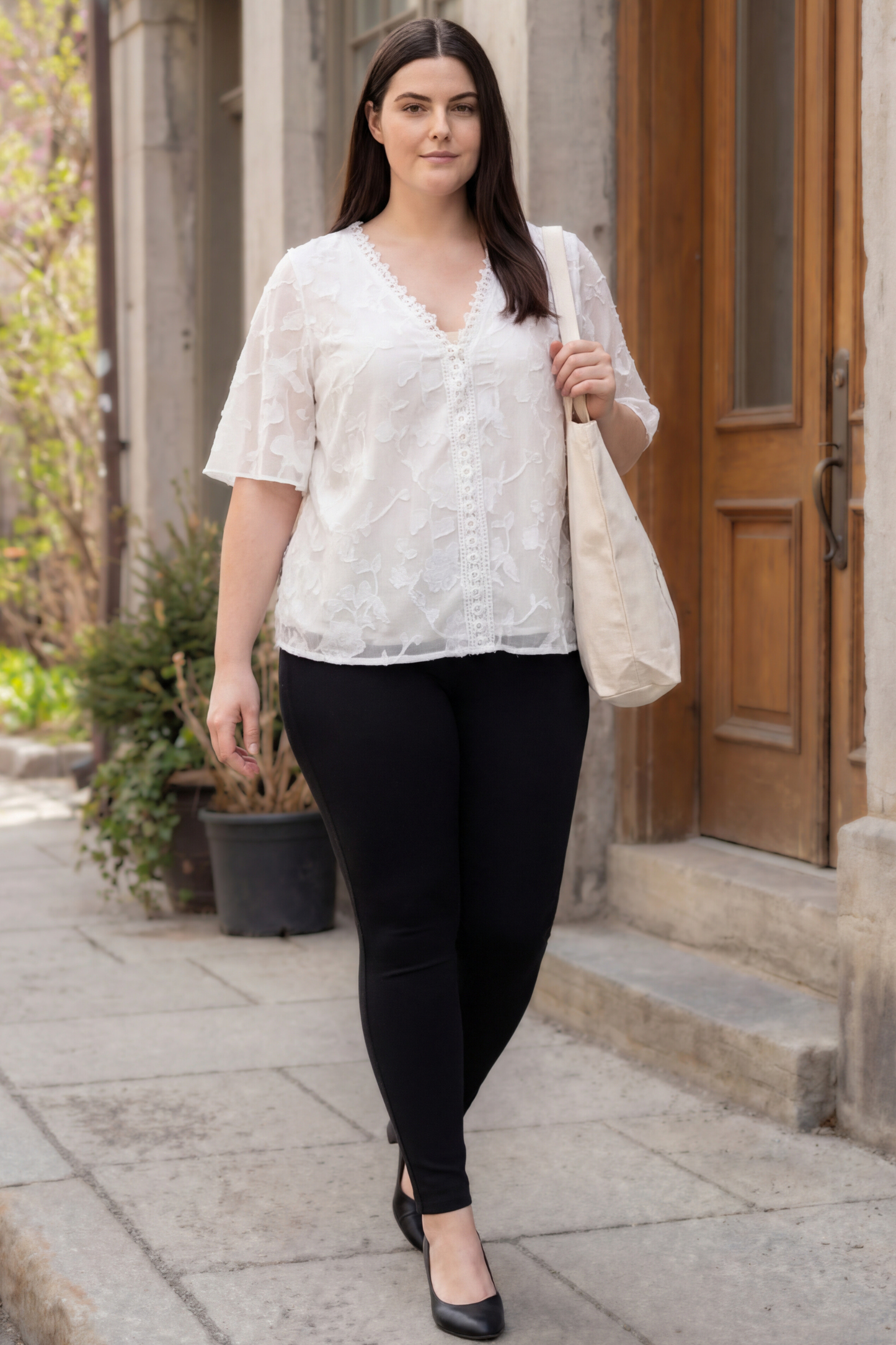 Lucie Embroidered V-Neck Blouse Lace