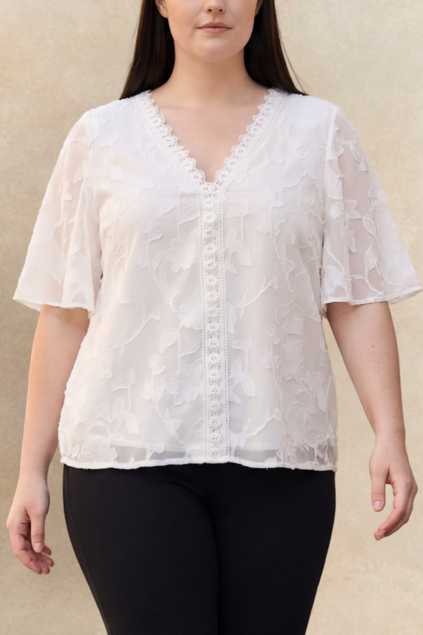 Lucie Embroidered V-Neck Blouse Lace