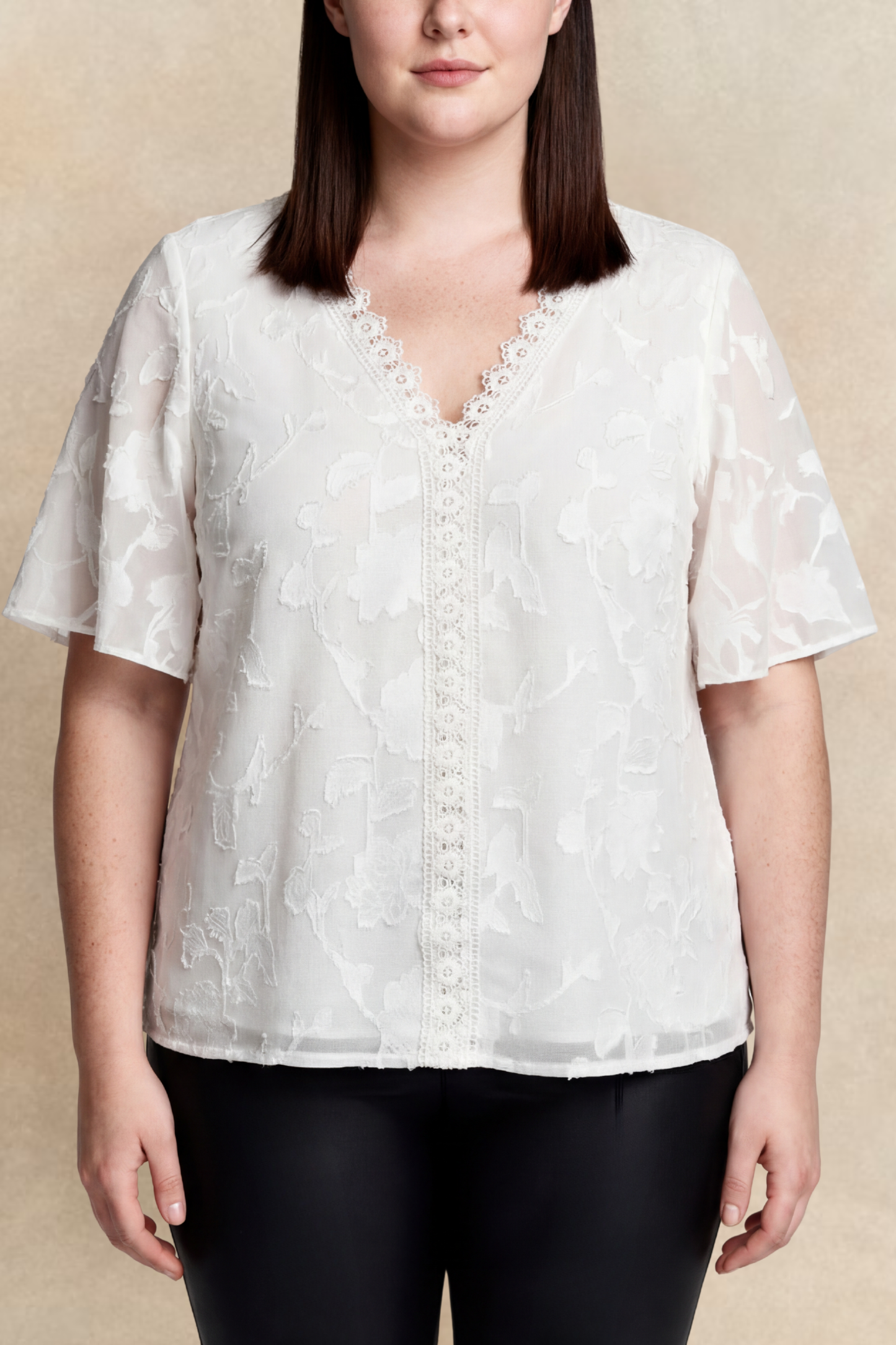 Lucie Embroidered V-Neck Blouse Lace