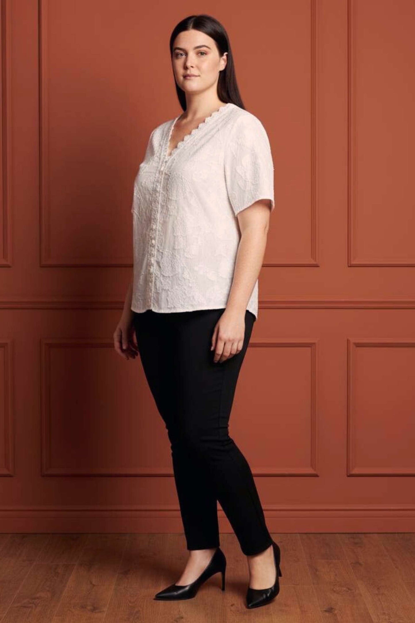 Lucie Embroidered V-Neck Blouse Lace