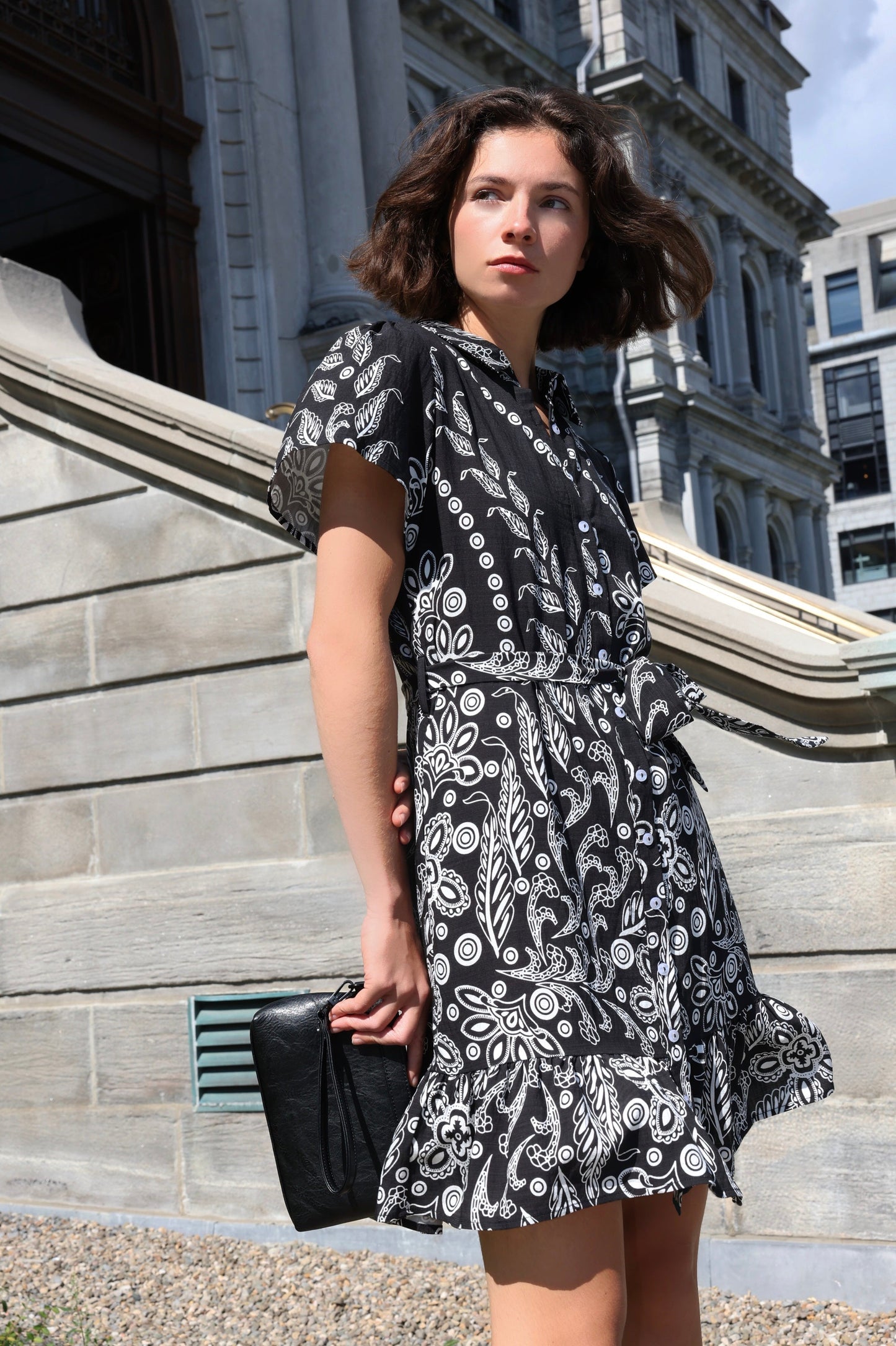 Margaux Short Shirt Dress Black