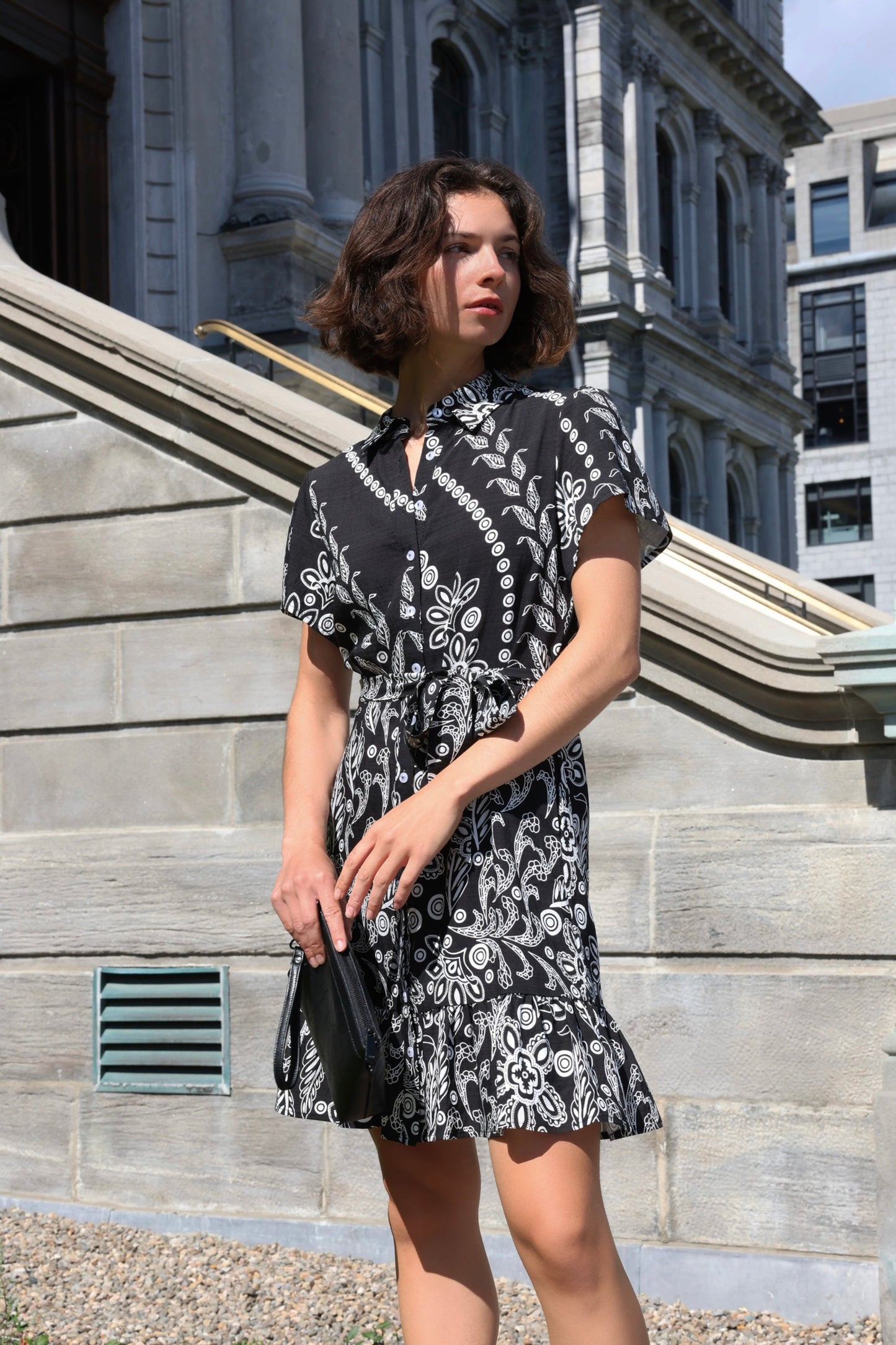 Margaux Short Shirt Dress Black