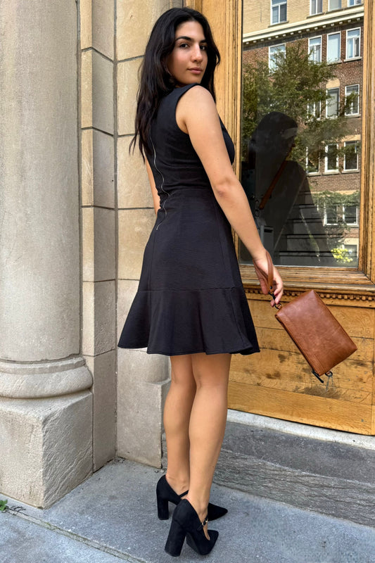 Marie Black Sleeveless Knit A-Line Dress Lightweight Comfortable