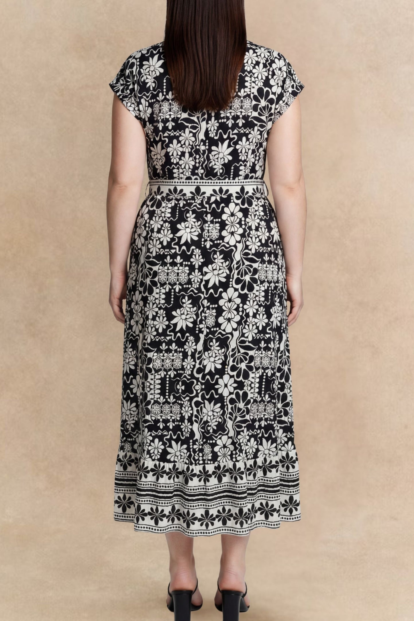 Melodie Black & White Floral Shirt Dress