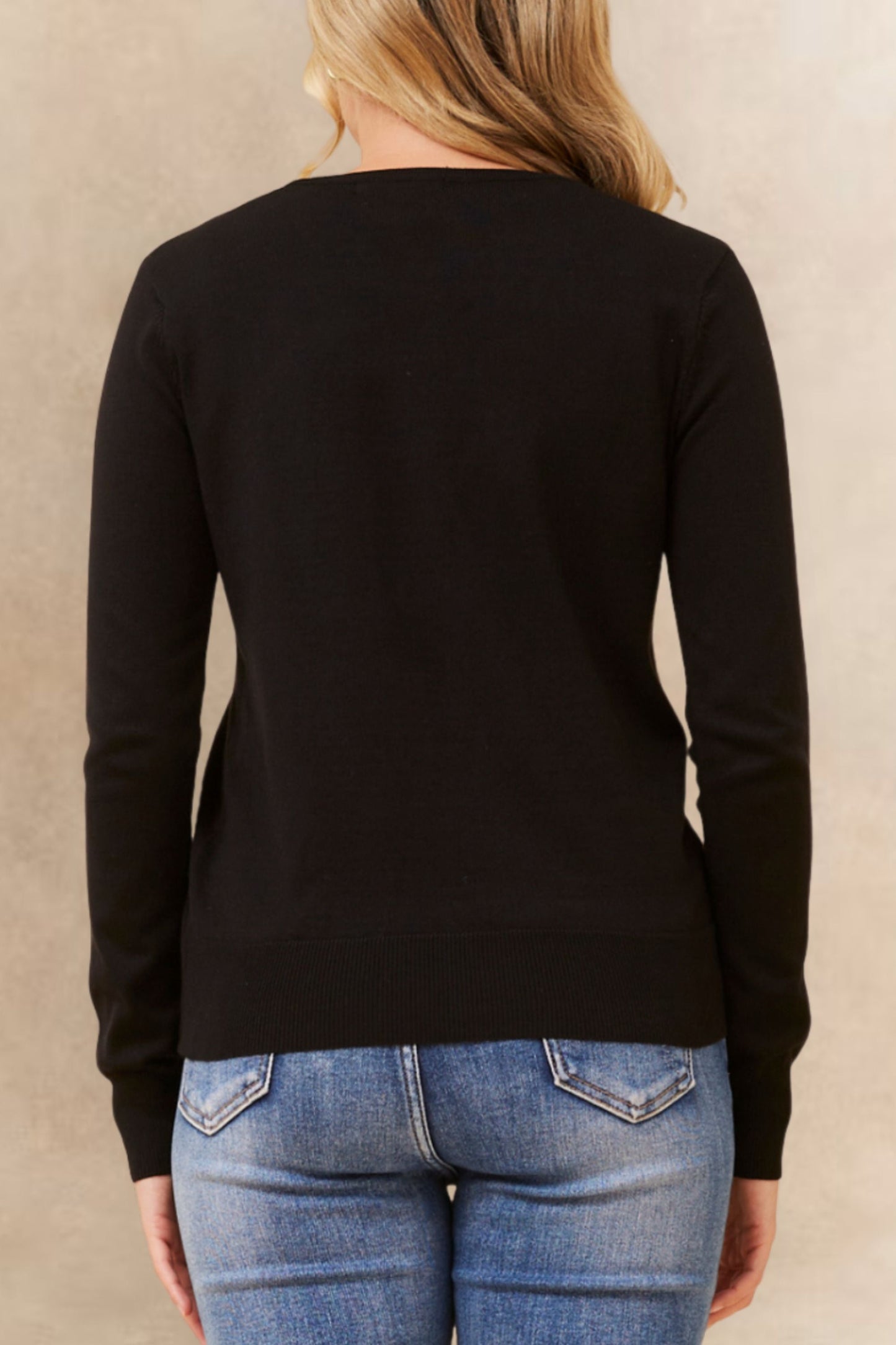 Noelle Women's Lightweight Button-Front Cardigan Round Neckline