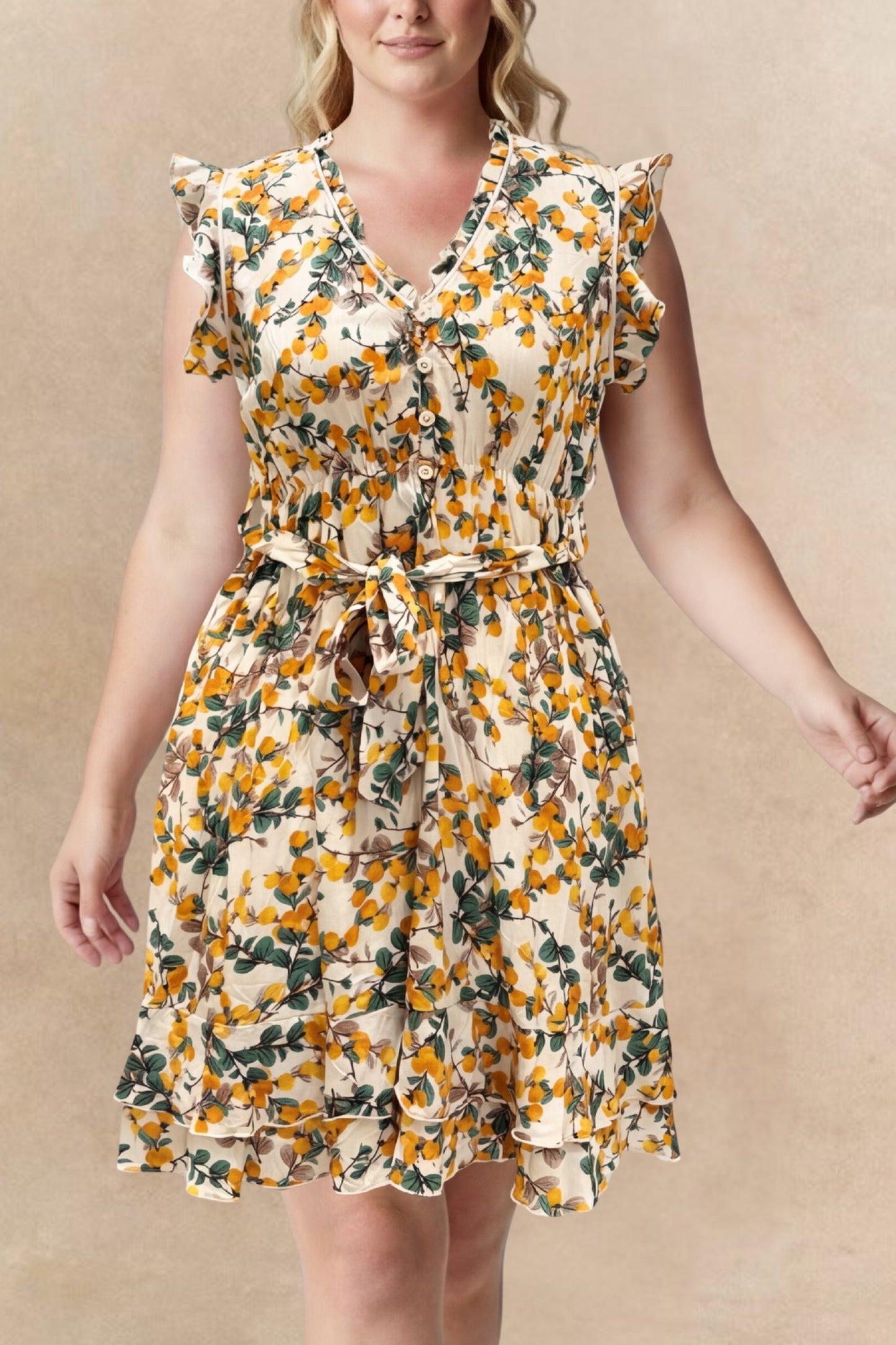 Natasha Citrus Print Short Dress