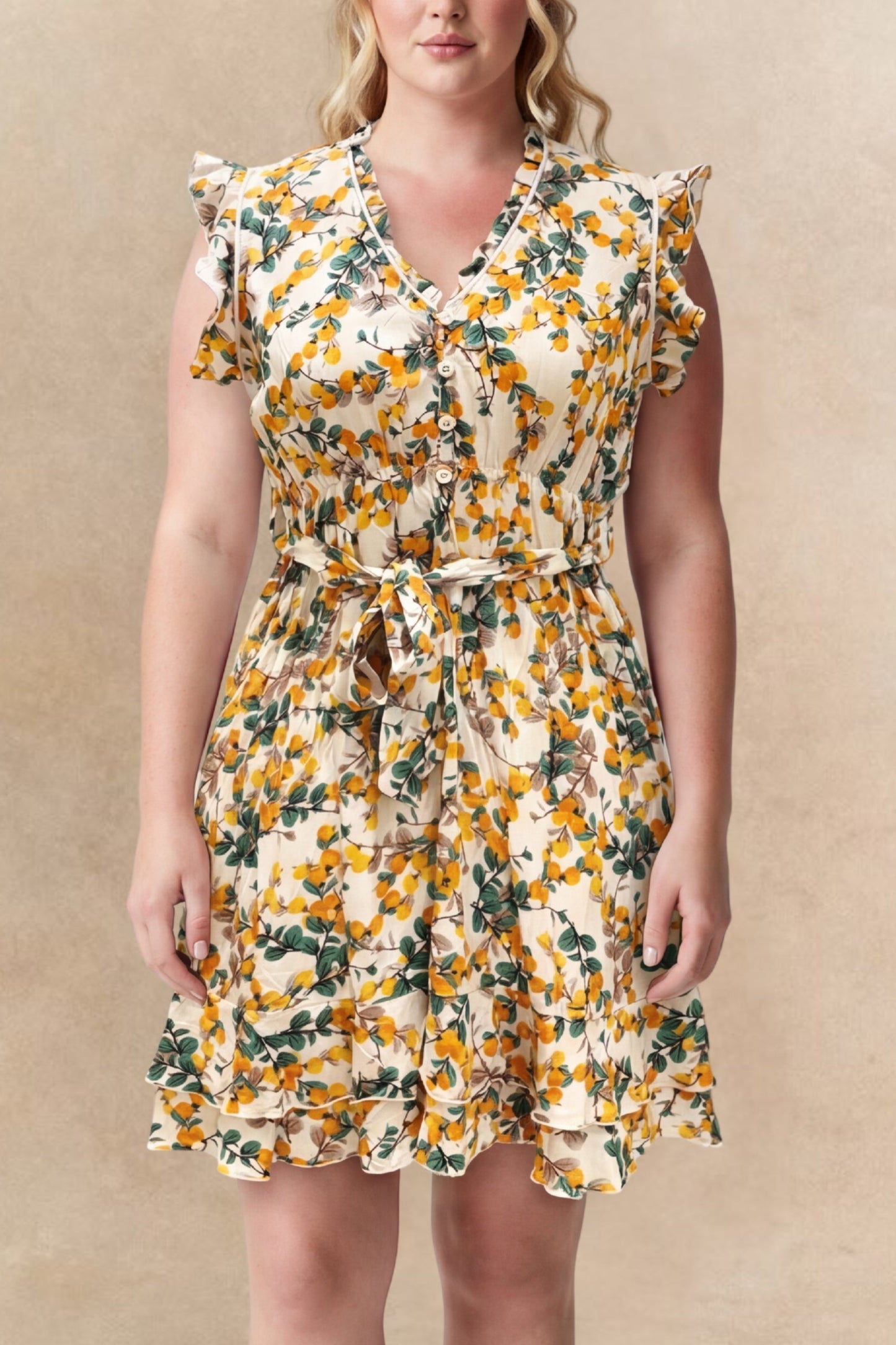 Natasha Citrus Print Short Dress