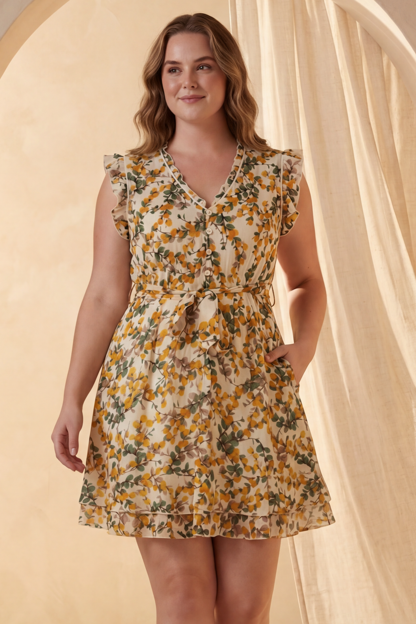 Natasha Citrus Print Short Dress