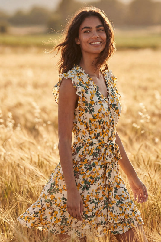 Natasha Citrus Print Short Dress