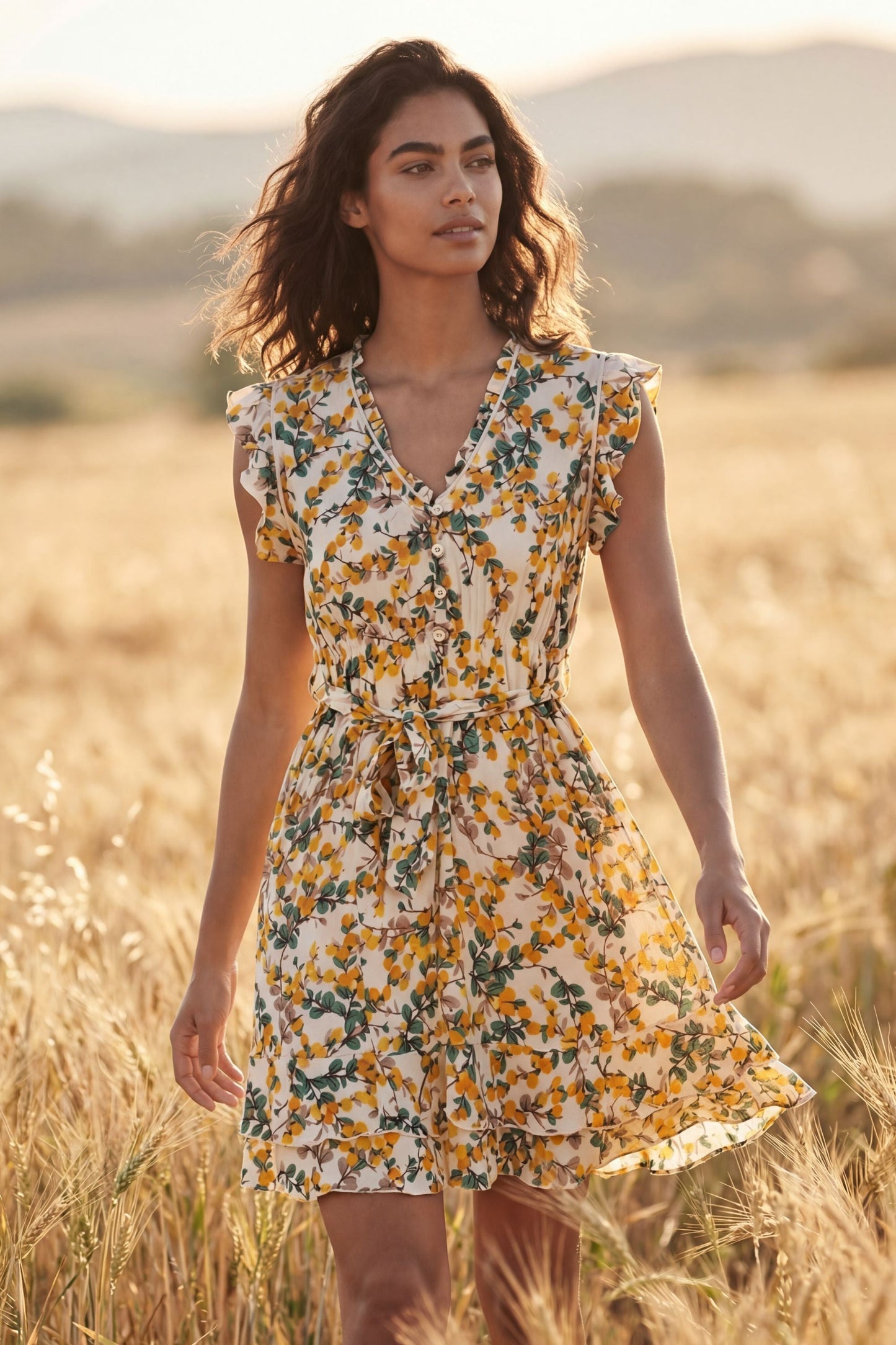 Natasha Citrus Print Short Dress