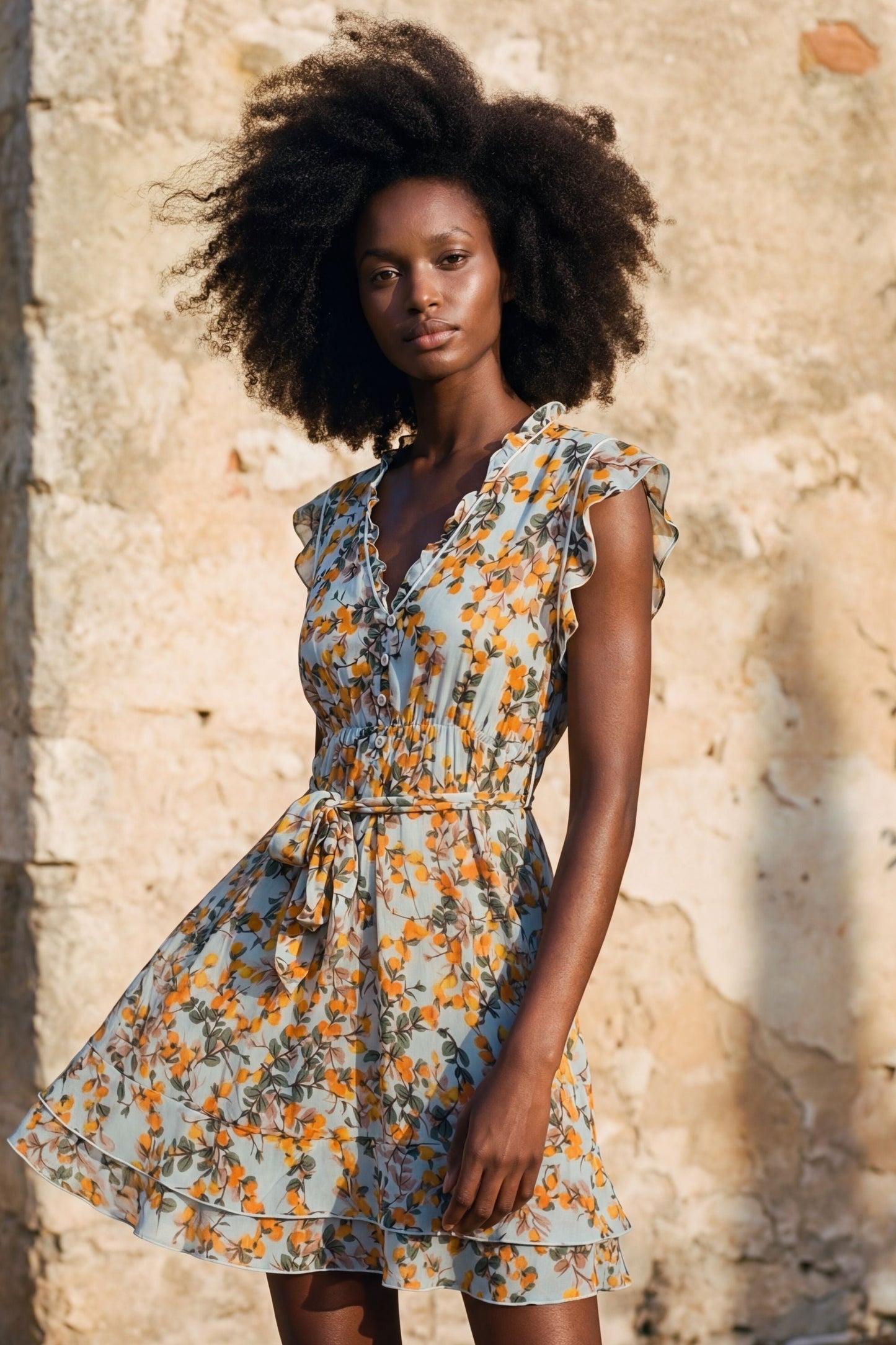 Natasha Citrus Print Short Dress