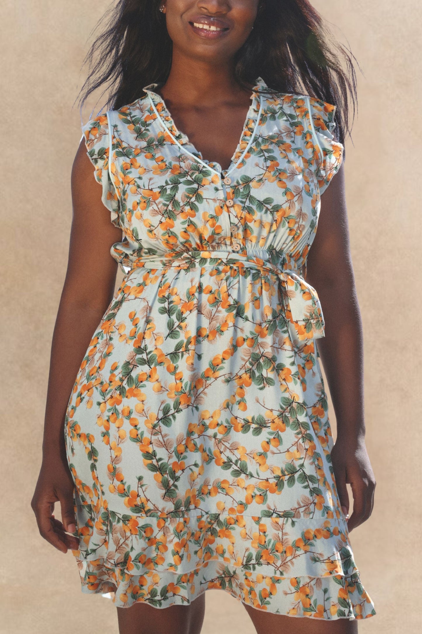 Natasha Citrus Print Short Dress
