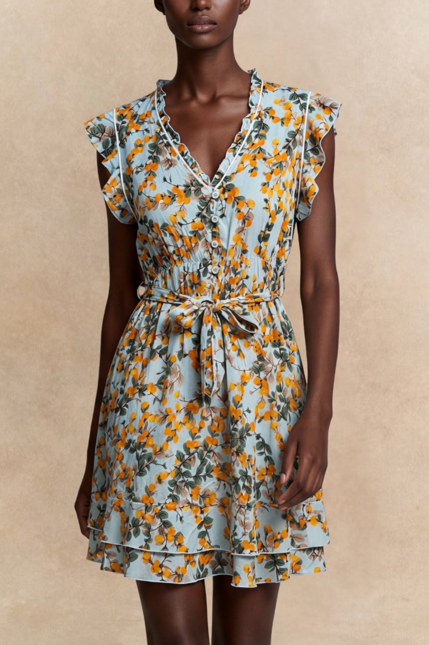 Natasha Citrus Print Short Dress