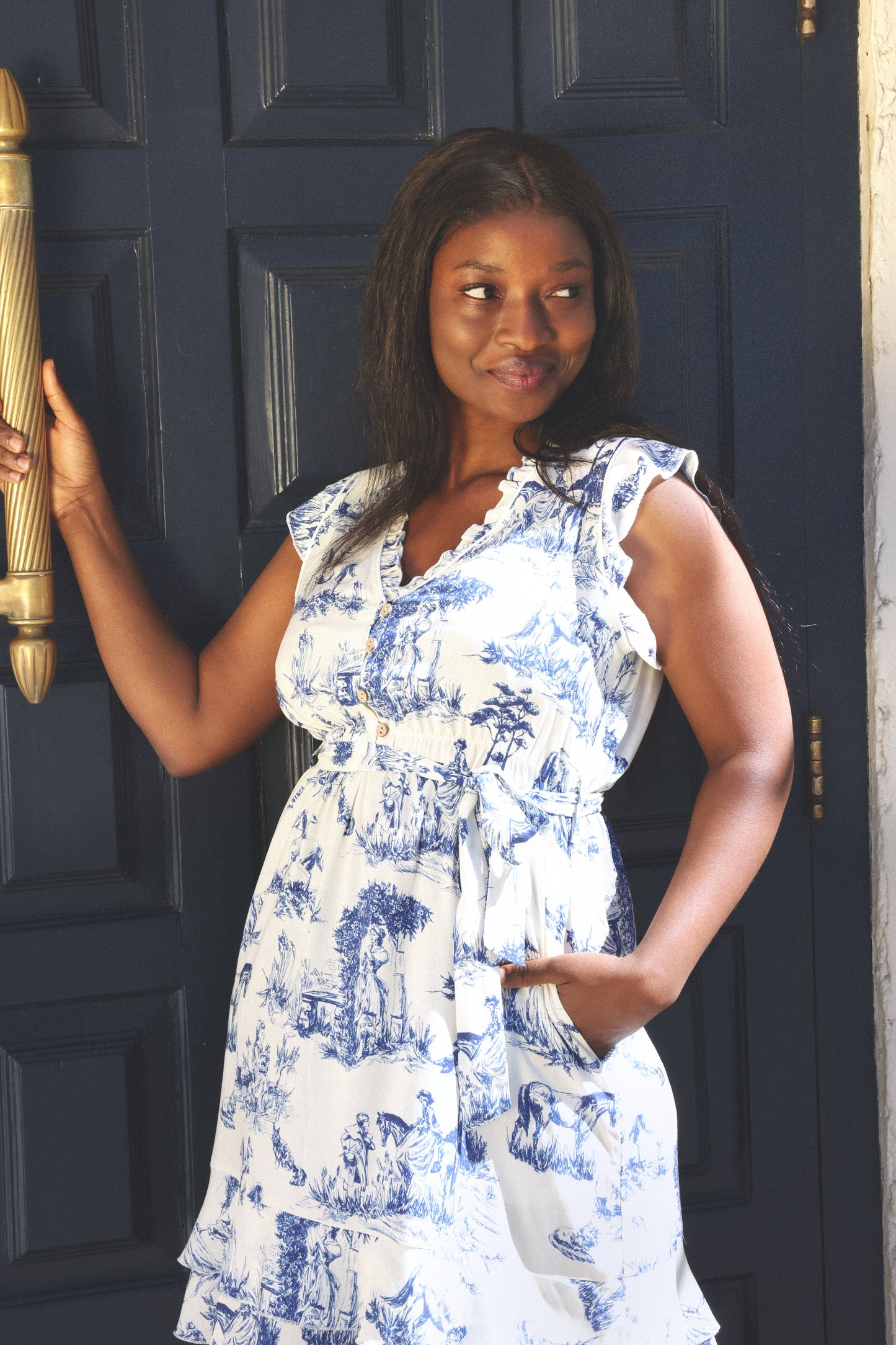 Natasha Toile De Jouy Print Short Dress