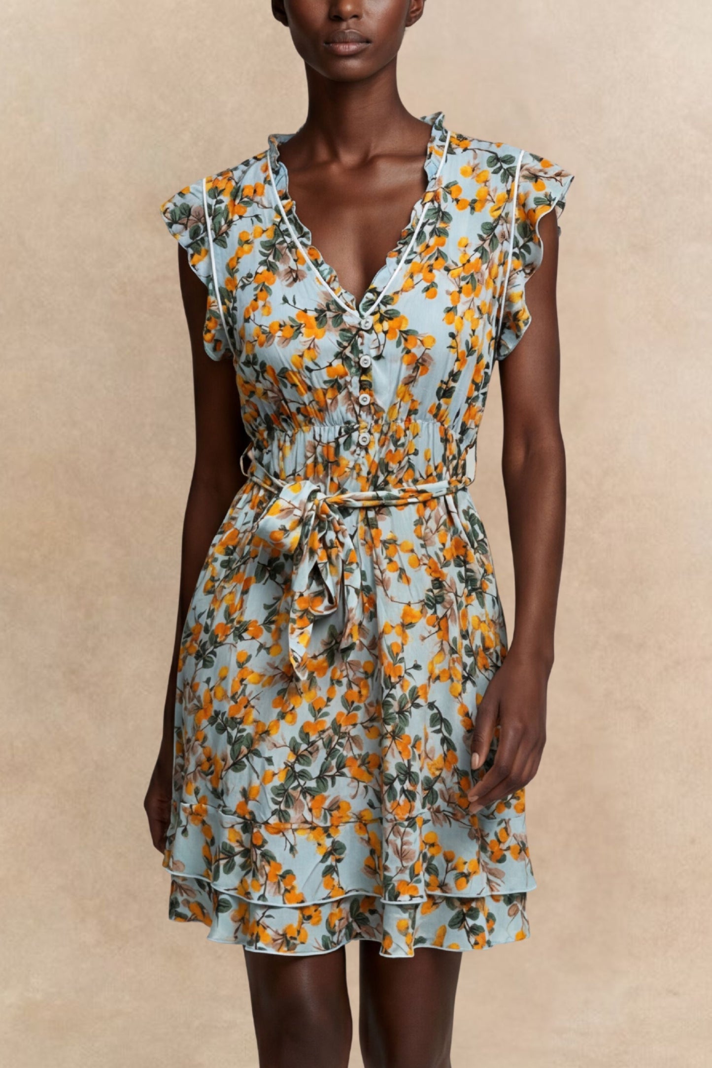 Natasha Citrus Print Short Dress