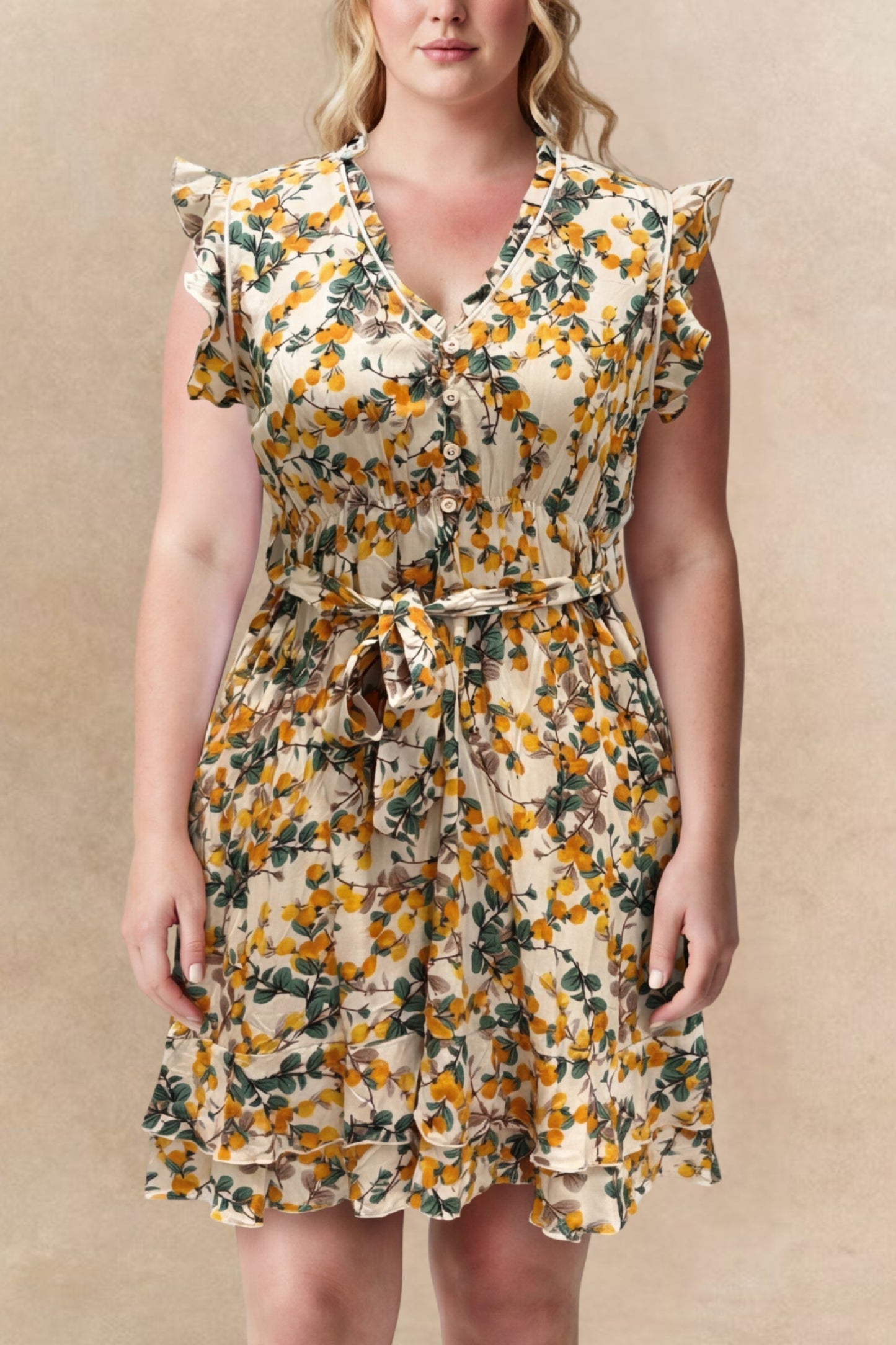 Natasha Citrus Print Short Dress