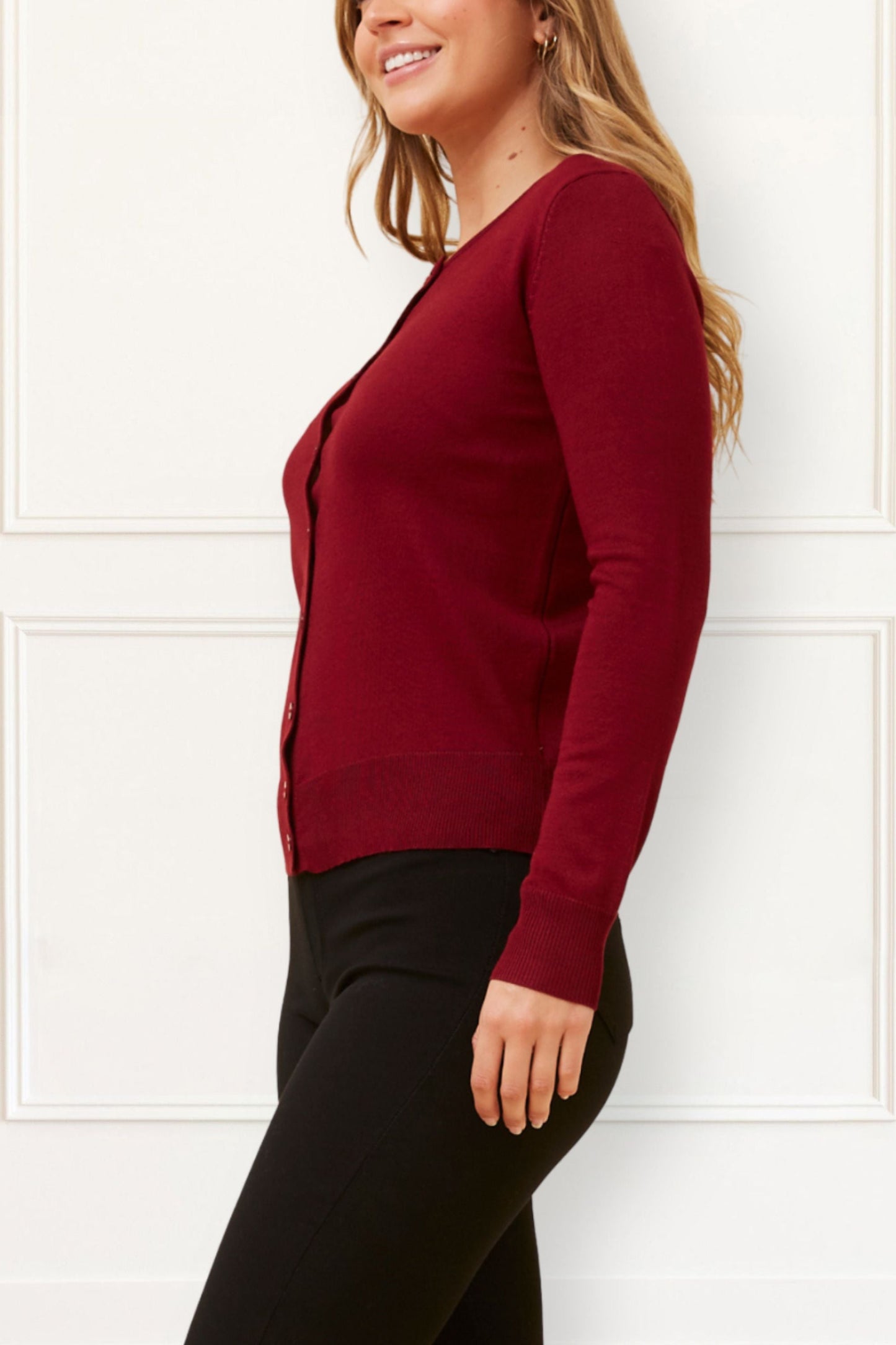 Noelle Women's Lightweight Button-Front Cardigan Round Neckline