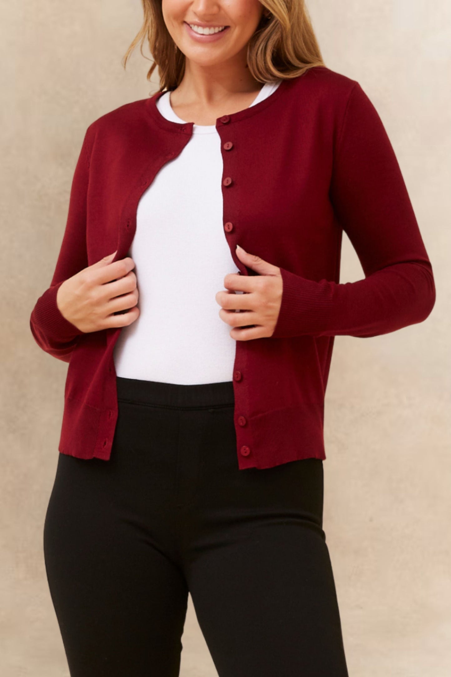 Noelle Lightweight Button-Front Cardigan