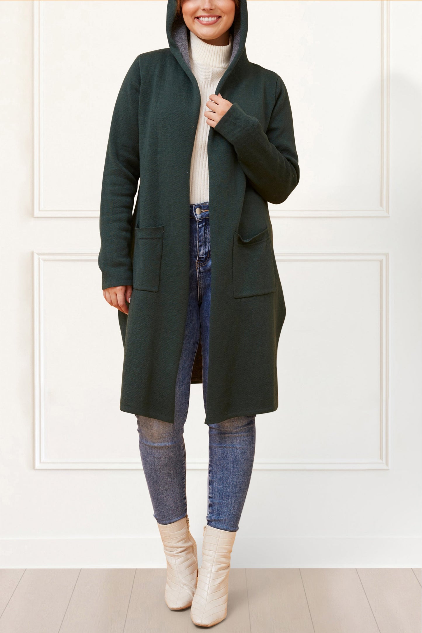 Nora Hooded Open Front Knit Cardigan - Onze Montreal Black / XS Annick