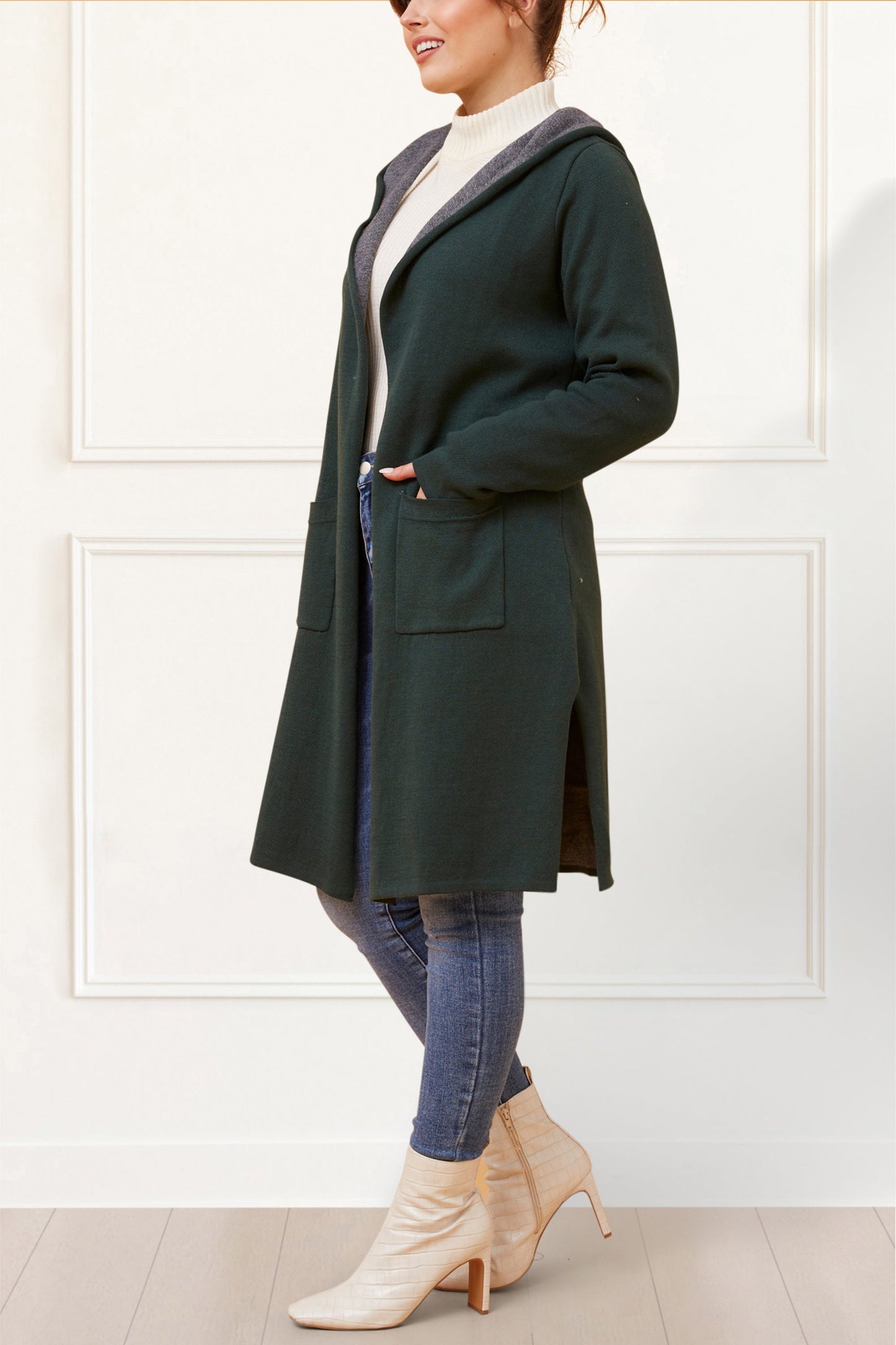 Nora Hooded Open Front Knit Cardigan - Onze Montreal Black / XS Annick