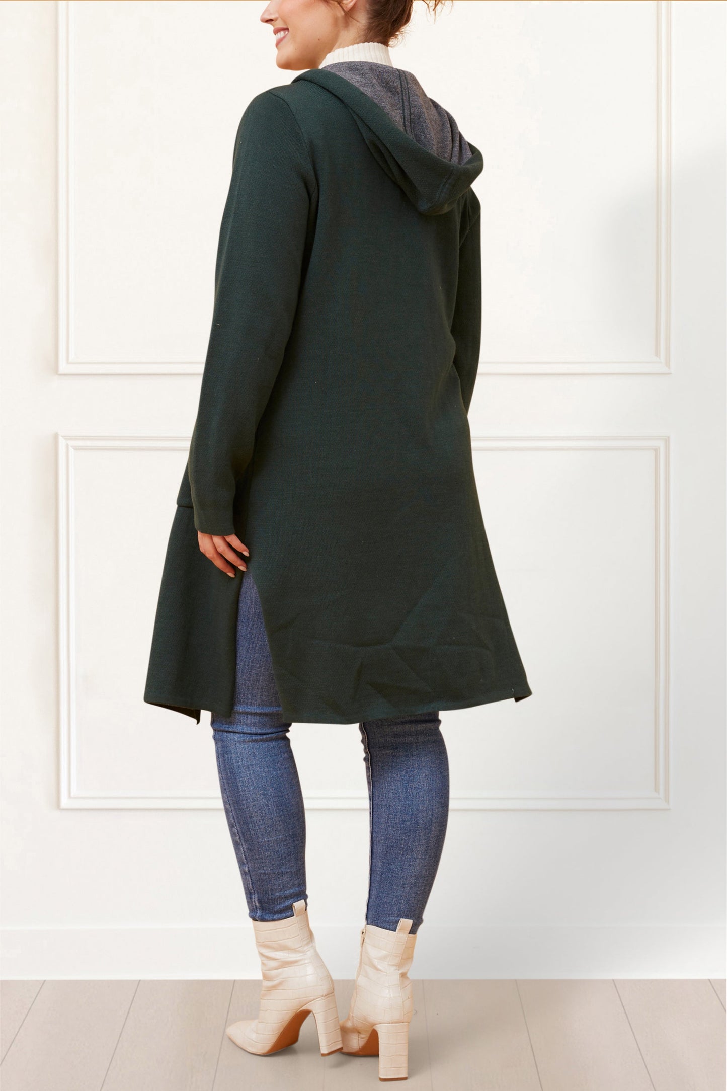 Nora Hooded Open Front Knit Cardigan - Onze Montreal Black / XS Annick