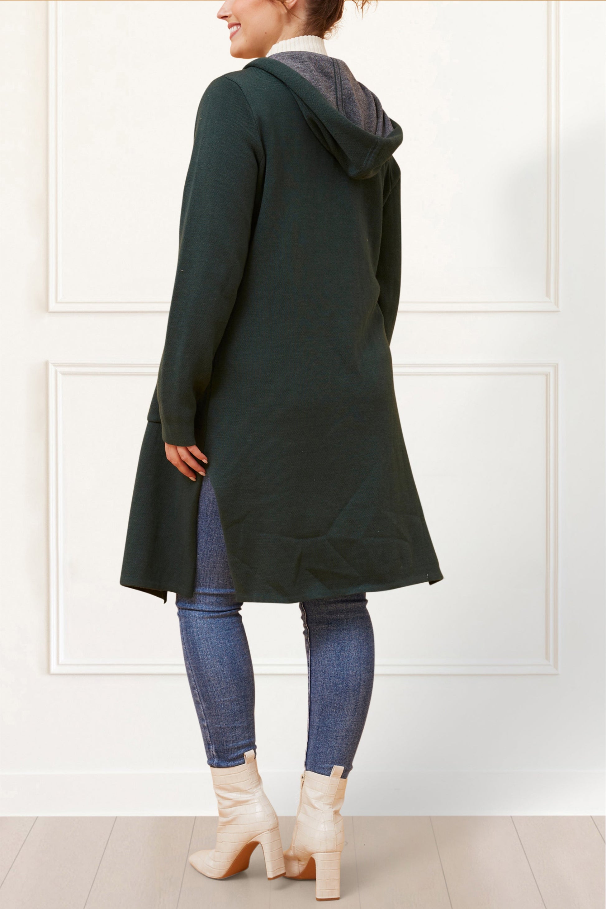 Nora Hooded Open Front Knit Cardigan - Onze Montreal Black / XS Annick