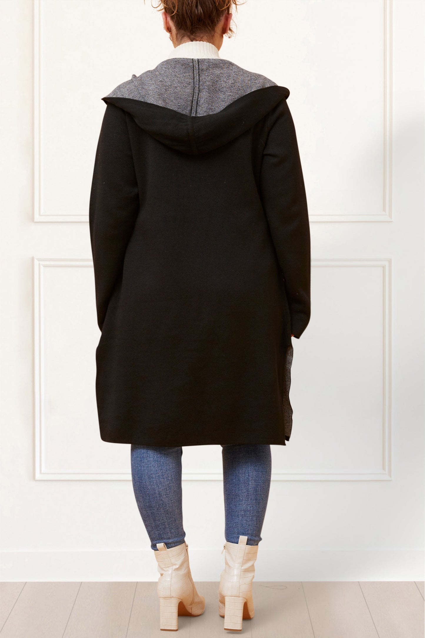 Nora Hooded Open Front Knit Cardigan - Onze Montreal Black / XS Annick
