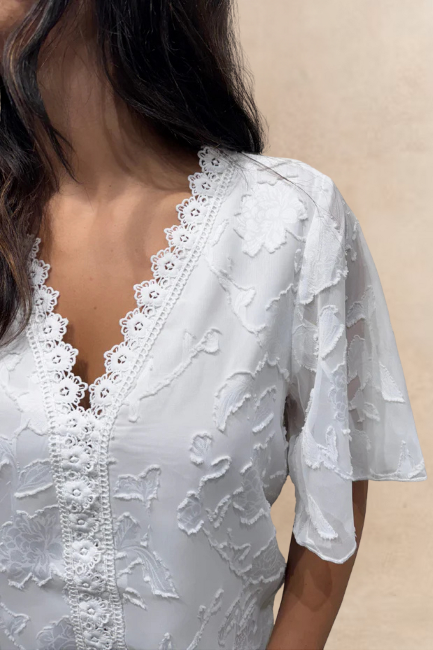 Lucie Embroidered V-Neck Blouse Lace