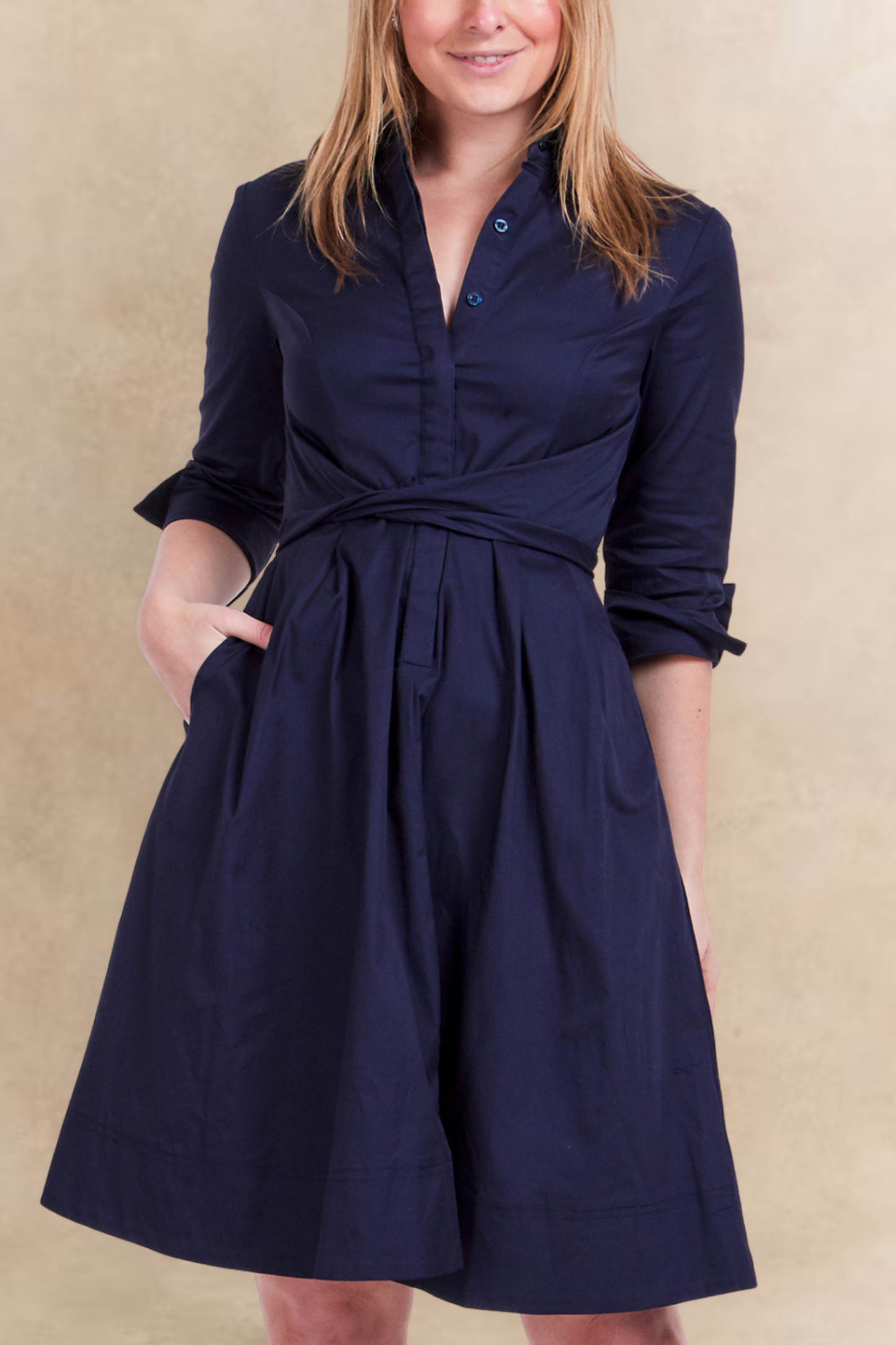 Tessa Elegant Shirt Dress 3/4 Sleeve Buttons