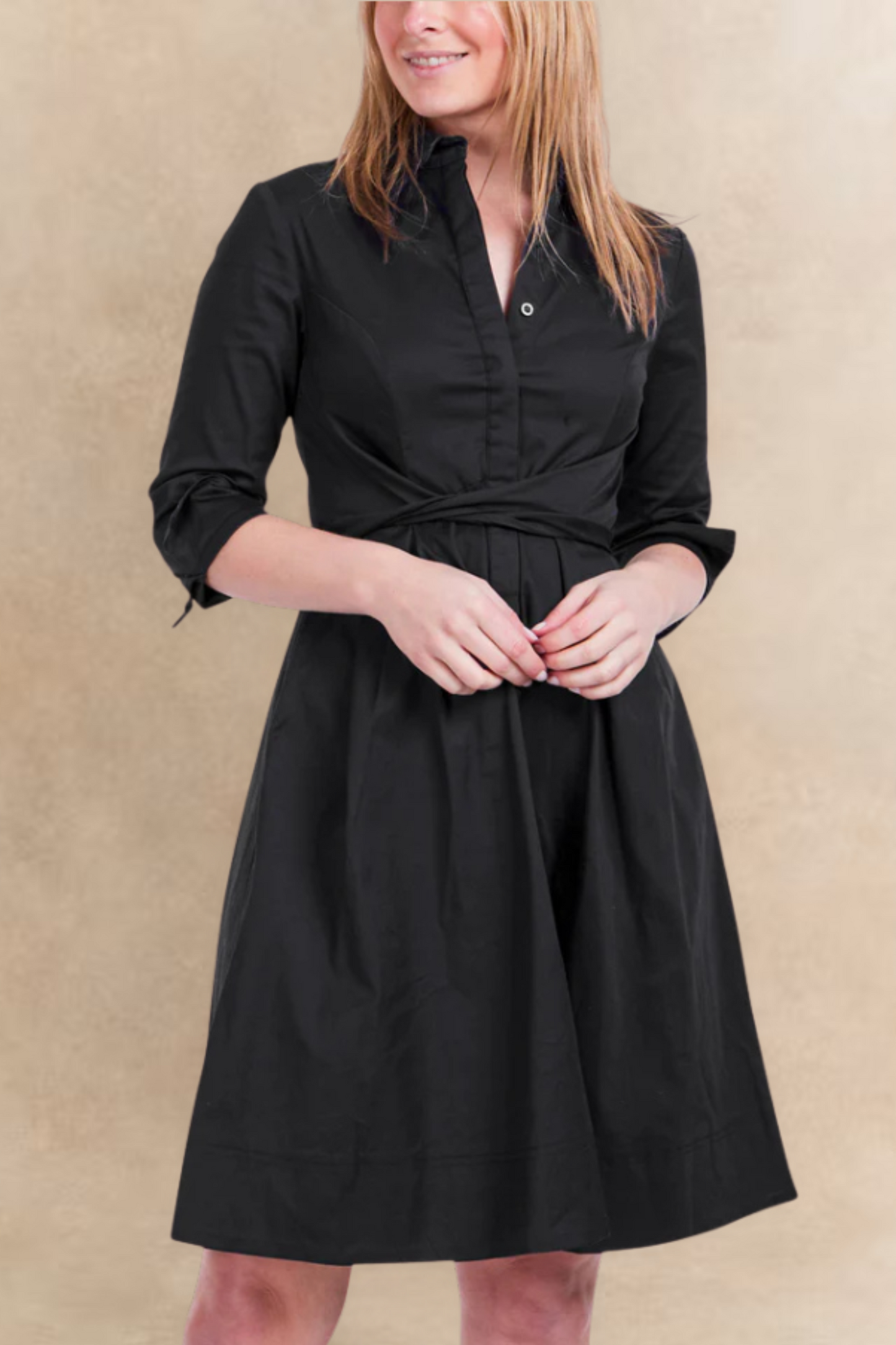 Tessa Elegant Shirt Dress 3/4 Sleeve Buttons