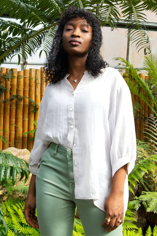 PRE-SALE | Roxanne Oversized Shirt Semi-Sheer Cotton Blend