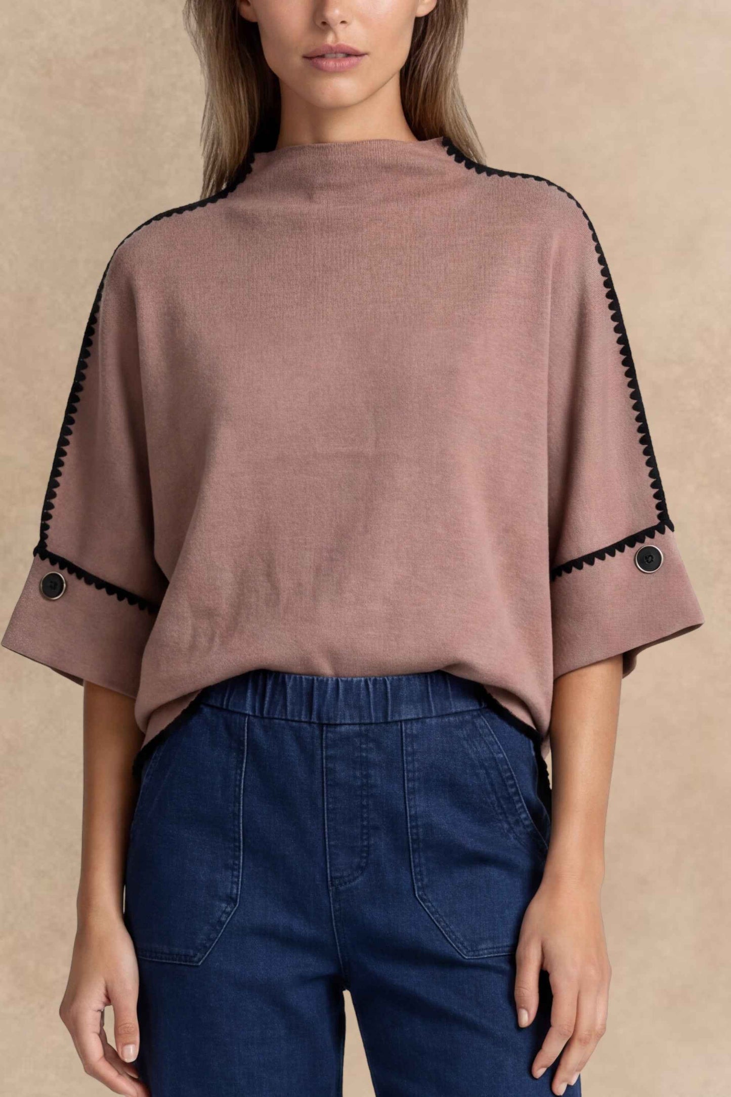 Celestine Mock Neck Oversized Knit Top