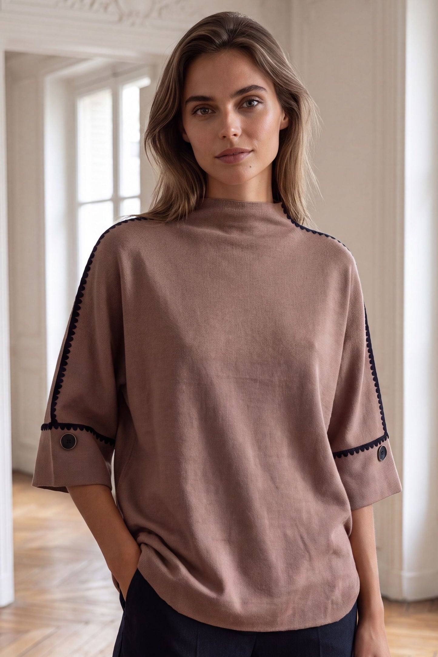Celestine Mock Neck Oversized Knit Top