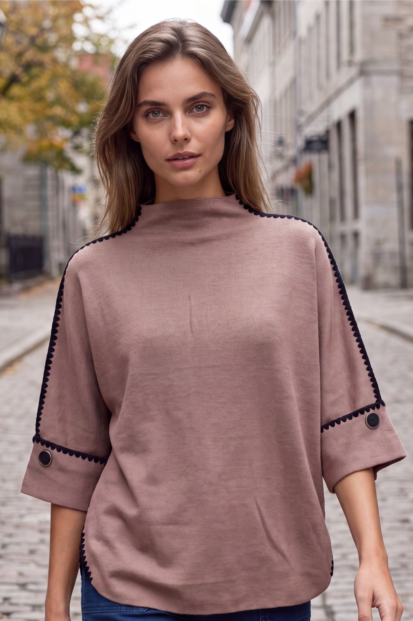Celestine Mock Neck Oversized Knit Top