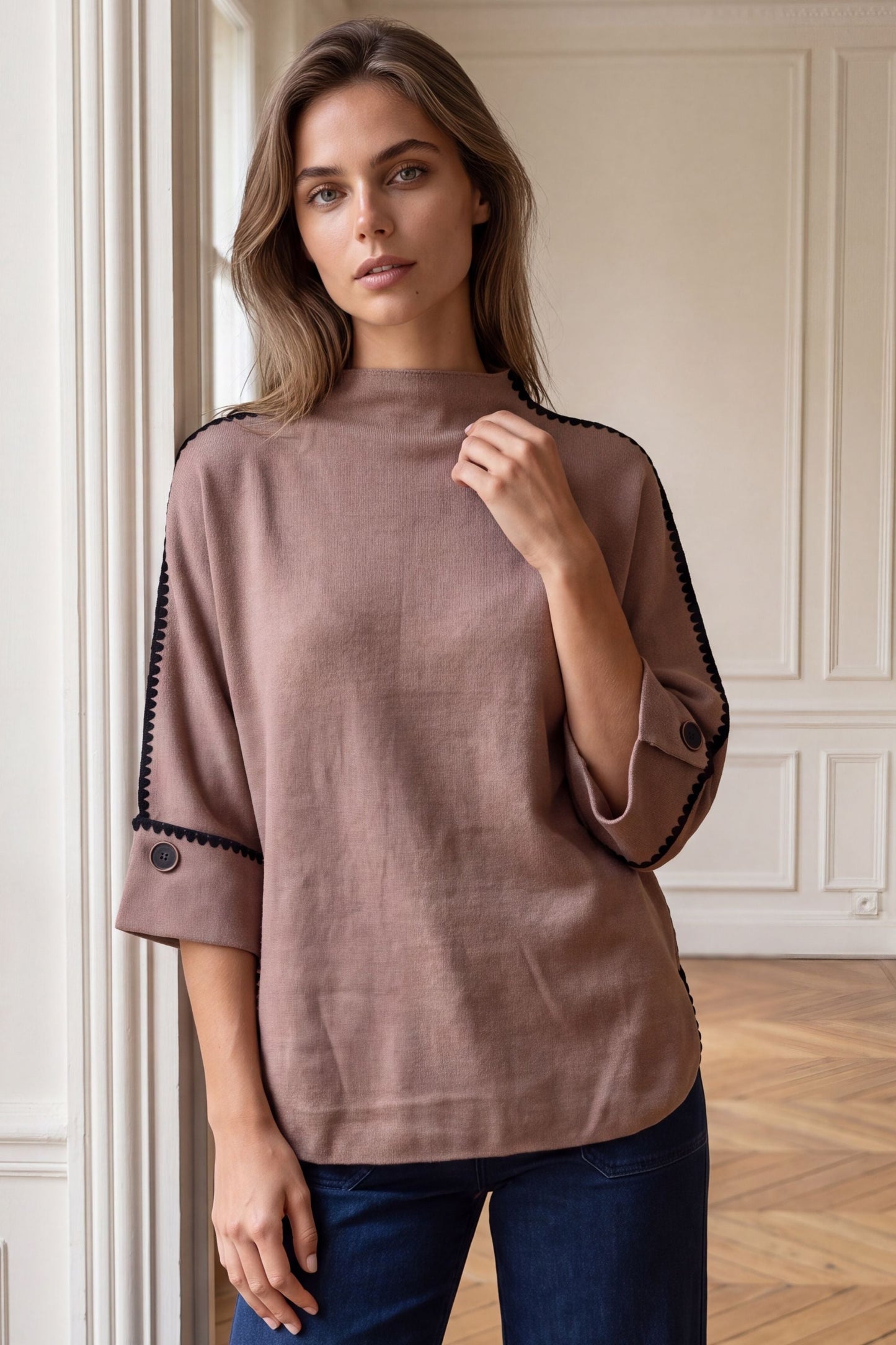 Celestine Mock Neck Oversized Knit Top