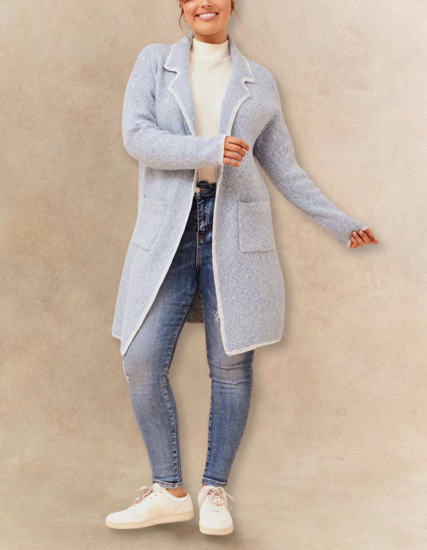 Solana Knit Cardigan Long Open-Front