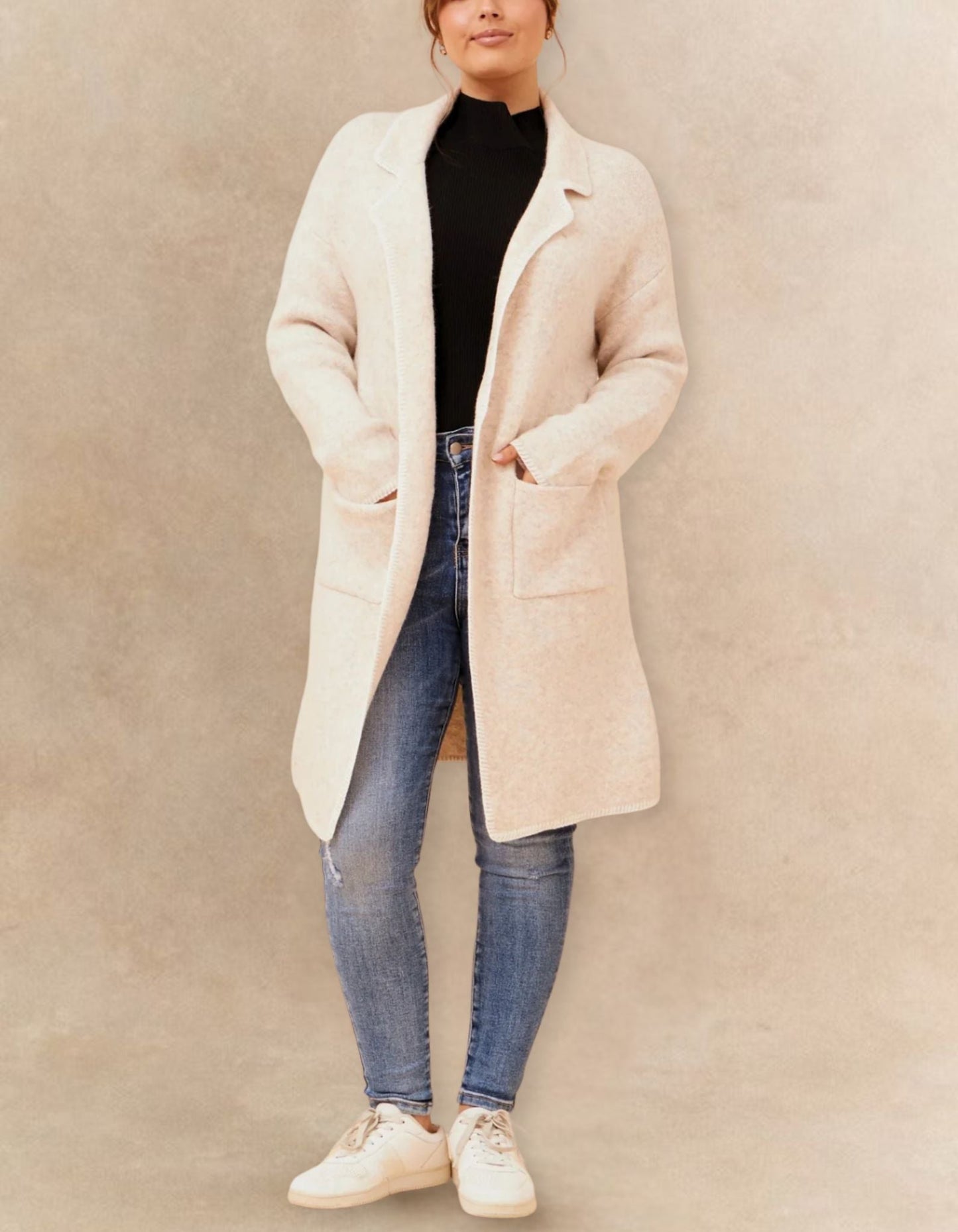 Solana Knit Cardigan Long Open-Front