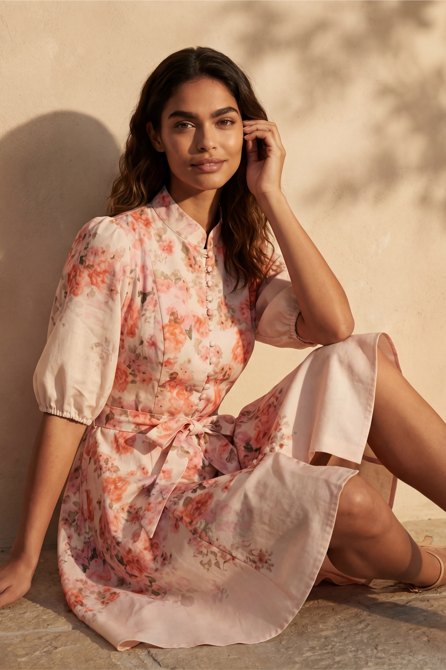 Sonia Off-White Floral Print Dress