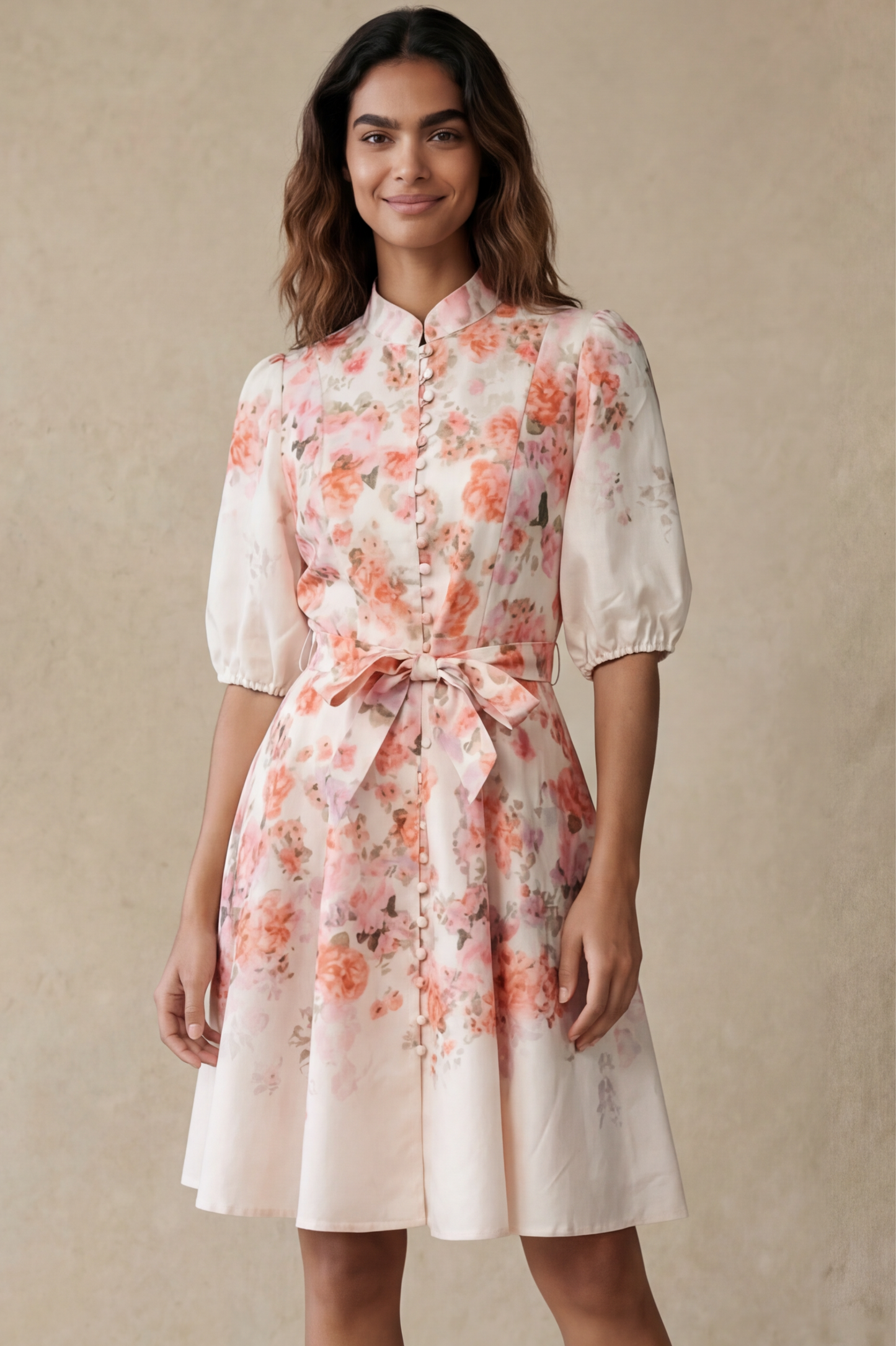 Sonia Off-White Floral Print Dress