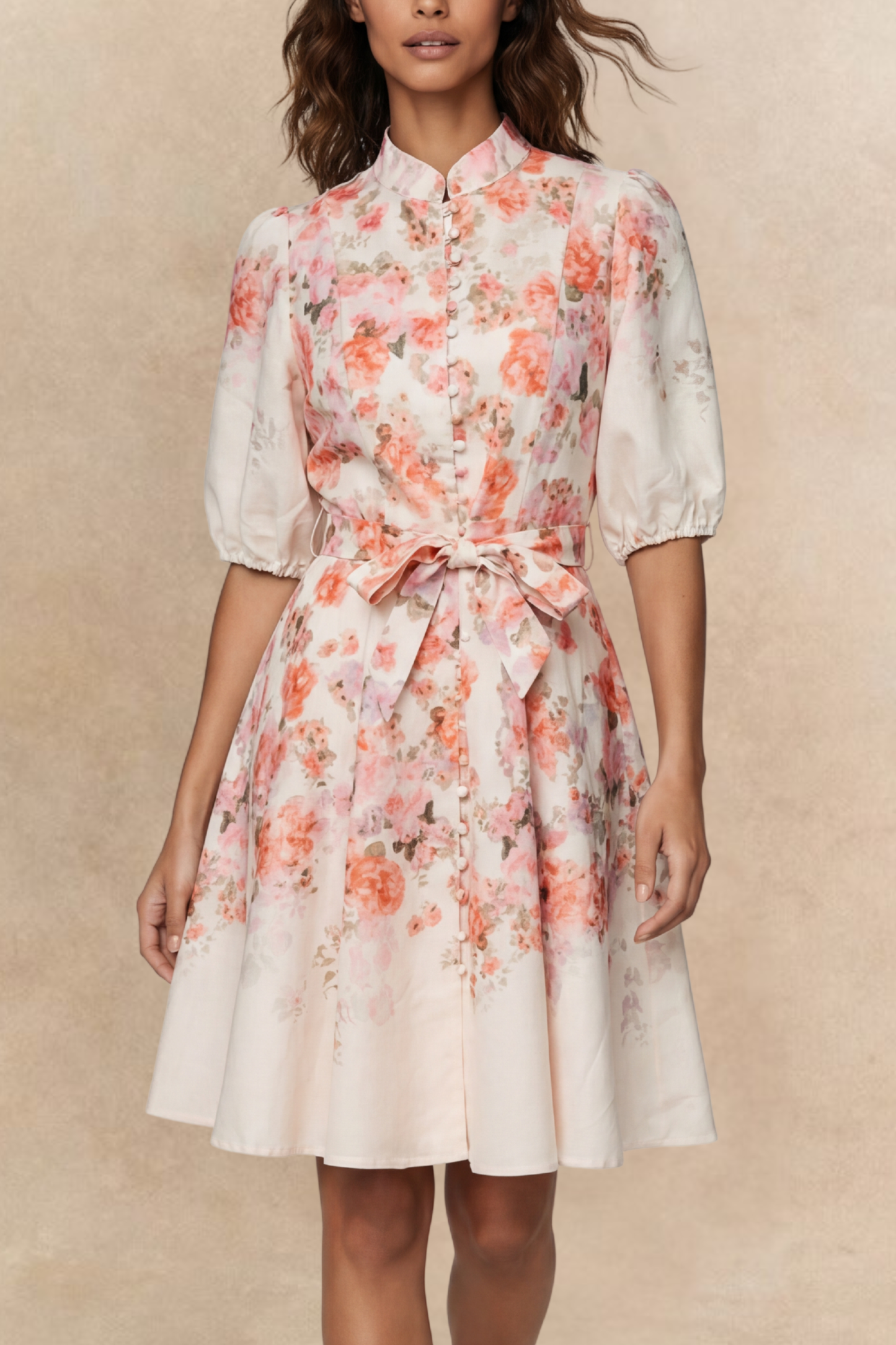 Sonia Off-White Floral Print Dress