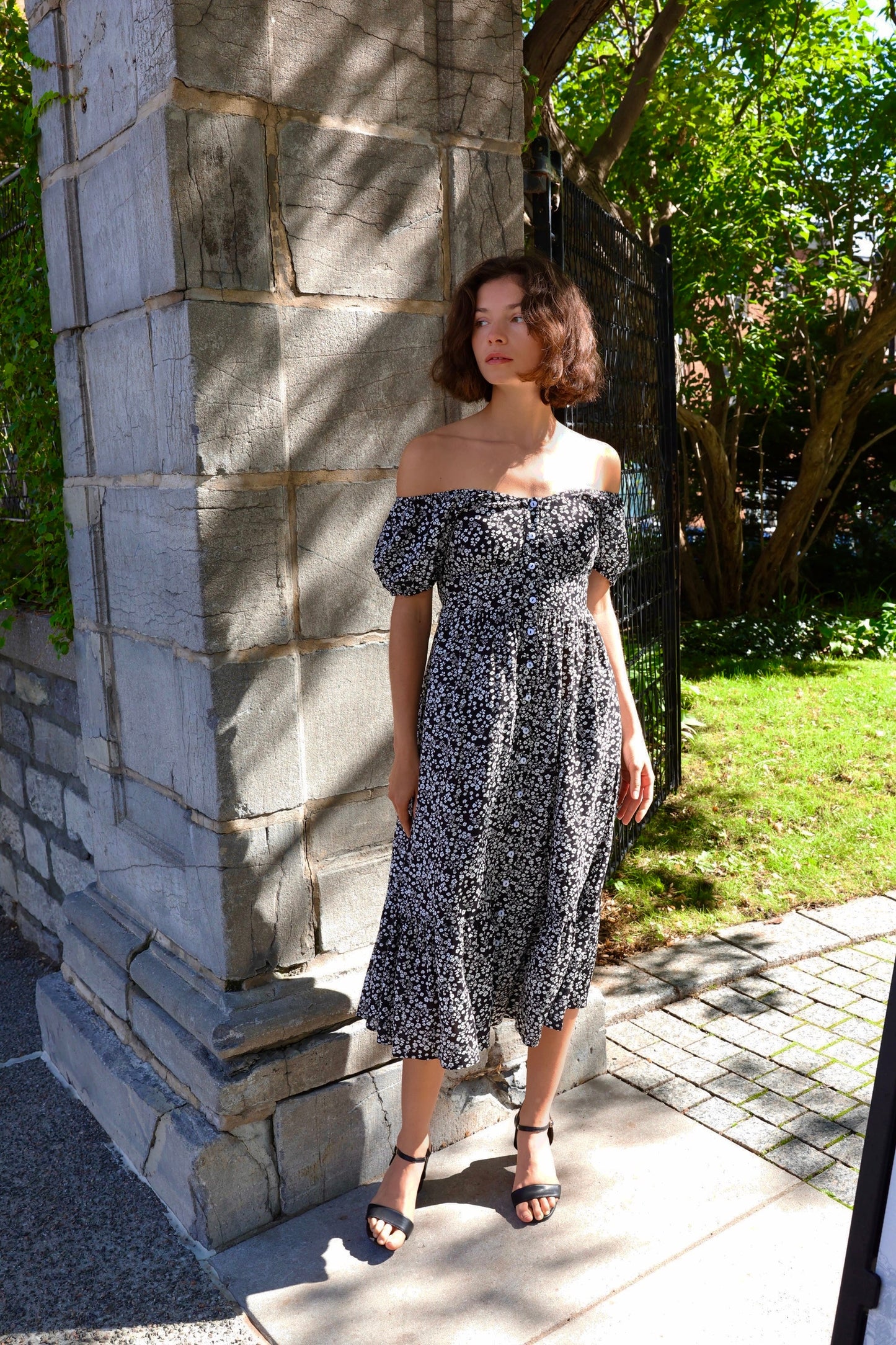 Sylvie Midi Dress On-Off Shoulders