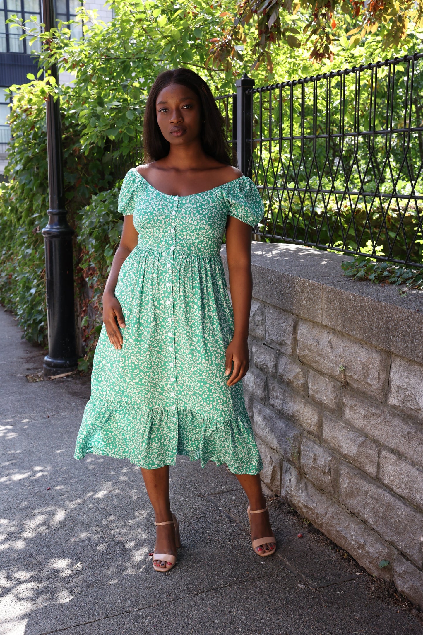 Sylvie Midi Dress On-Off Shoulders