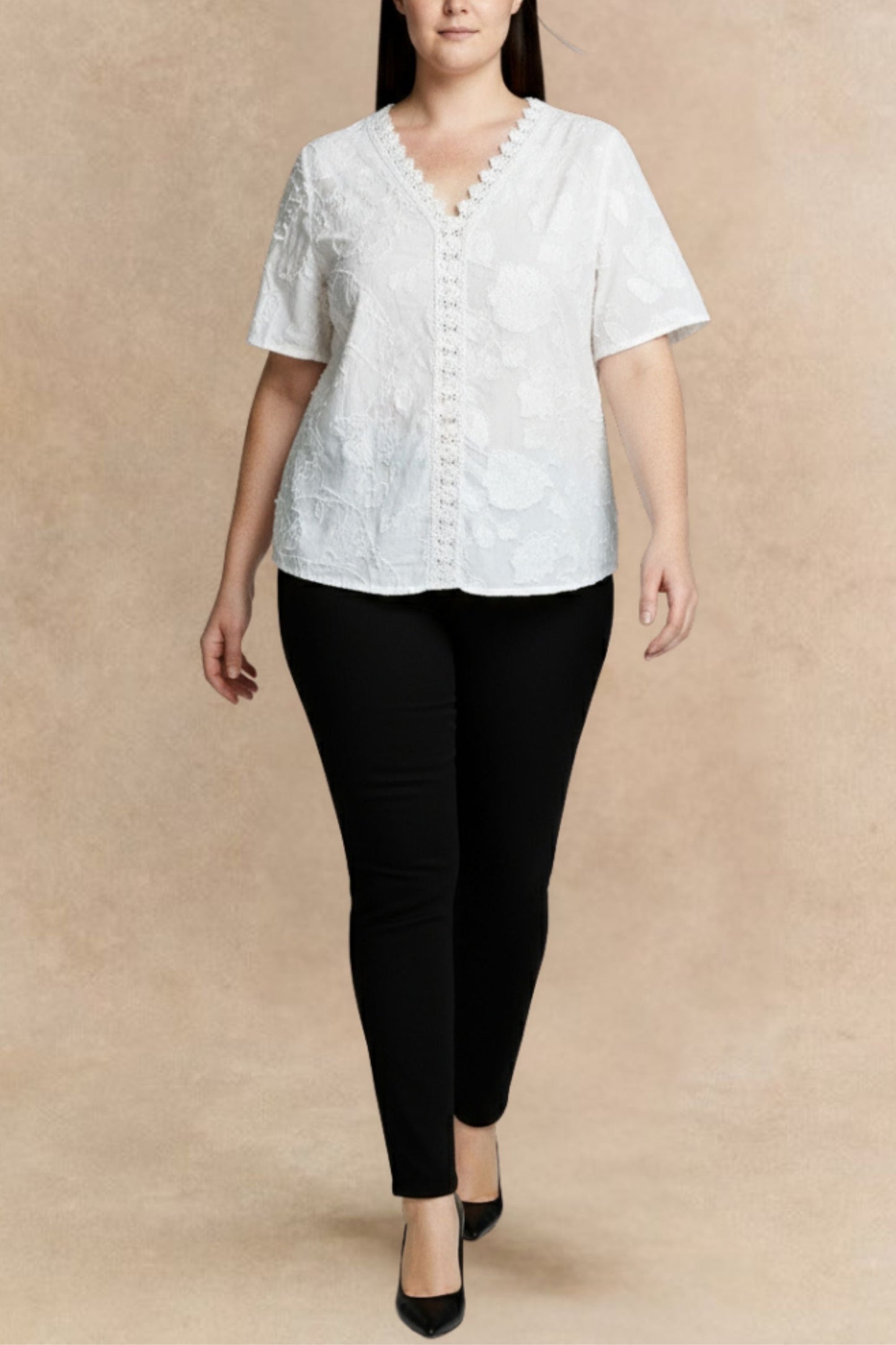 Lucie Embroidered V-Neck Blouse Lace