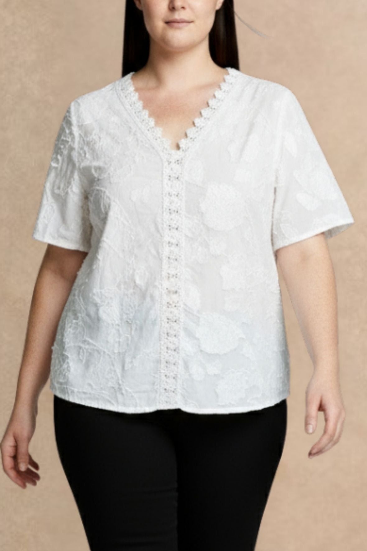 Lucie Embroidered V-Neck Blouse Lace